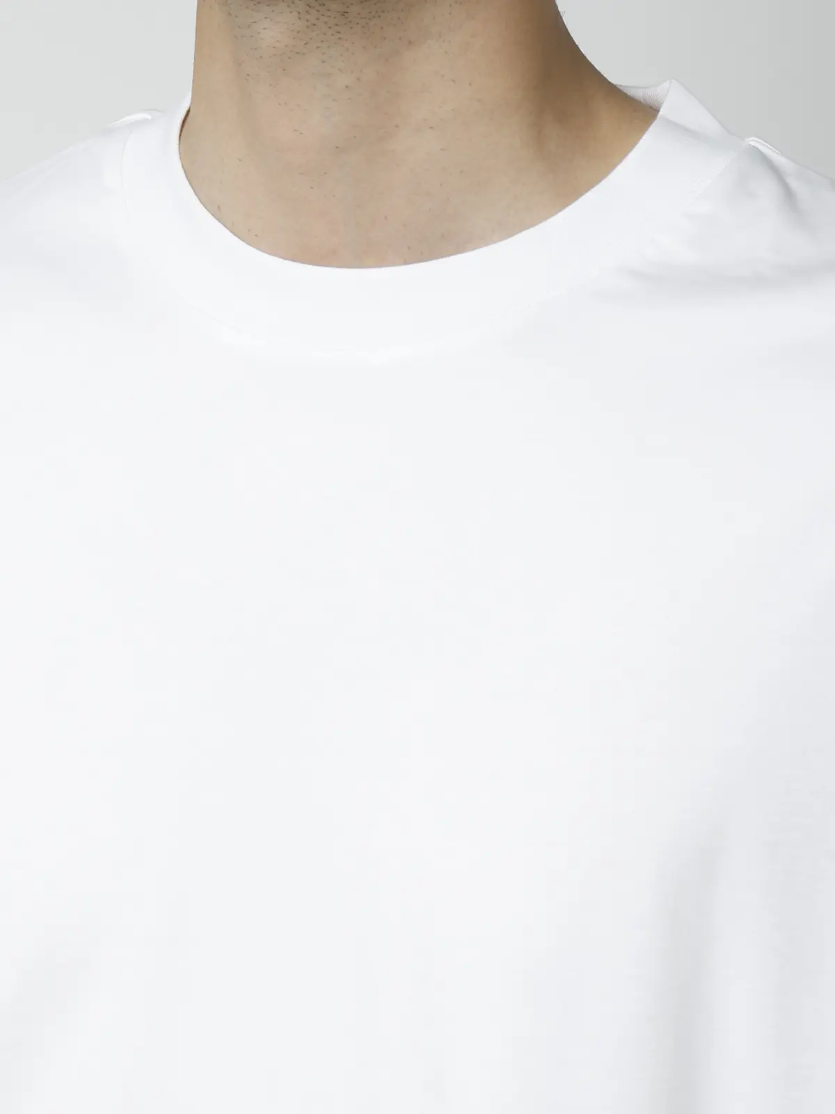 クルーネックTシャツ／長袖／ウォッシャブル／形態安定／シルケットスムースコットン／無地 ホワイト S