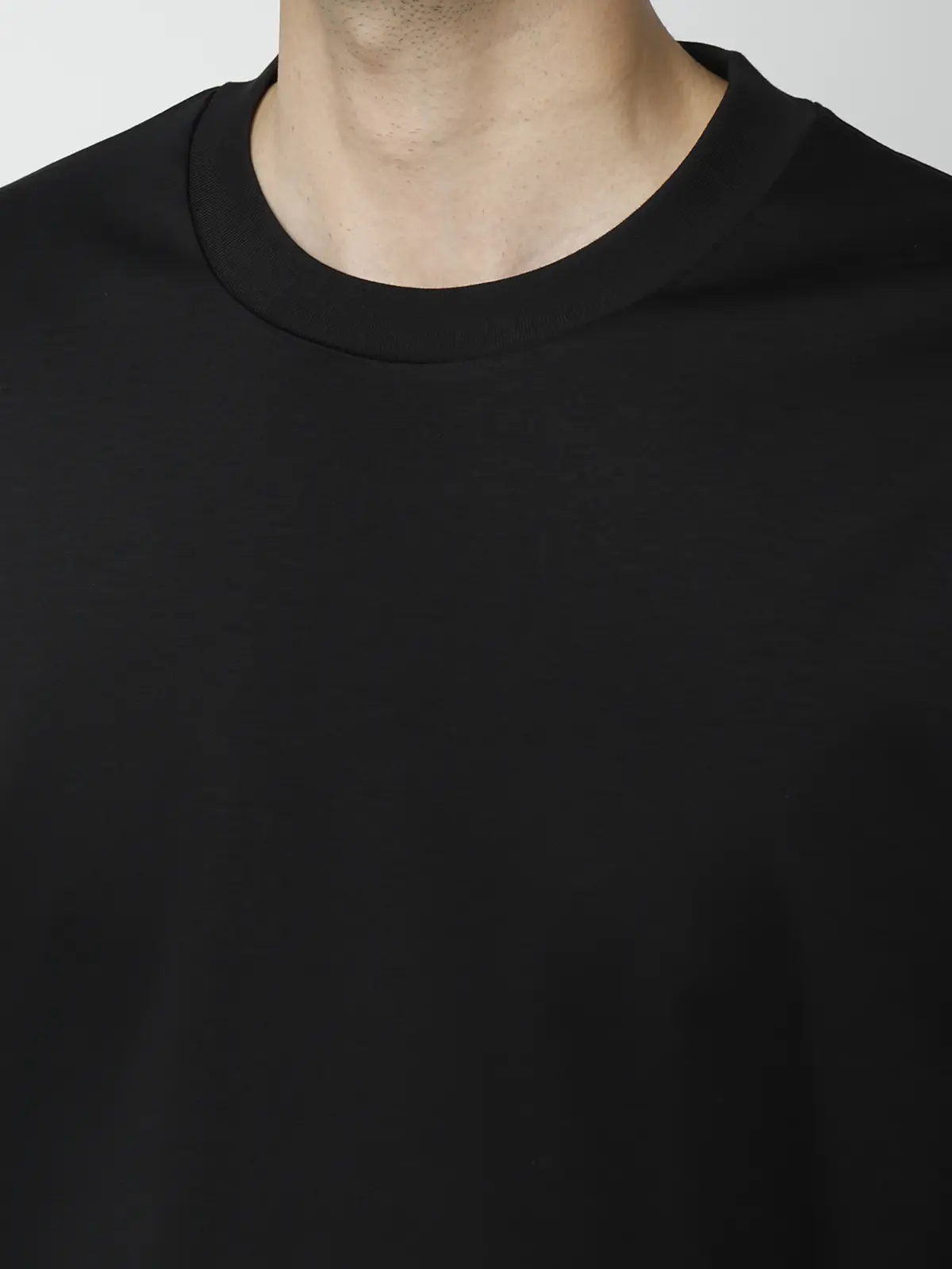 クルーネックTシャツ／長袖／ウォッシャブル／形態安定／シルケットスムースコットン／無地 ブラック S