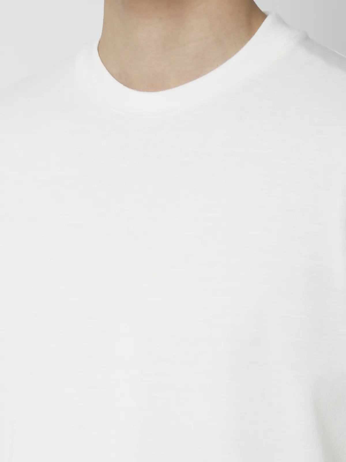 オフィT／Tシャツ／長袖／ウォッシャブル／プレーティング天竺／無地 ホワイト S