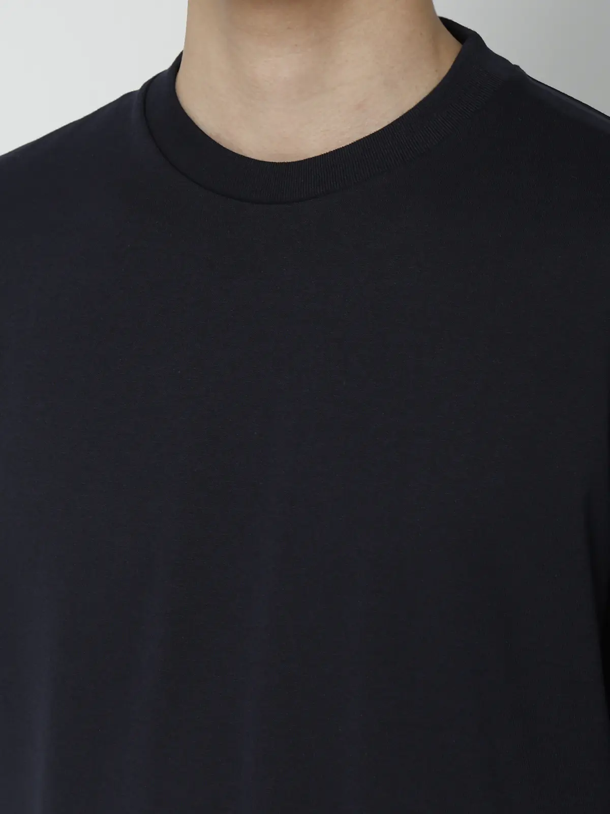 オフィT/Tシャツ/長袖/ウォッシャブル/プレーティング天竺/無地 ネイビー S