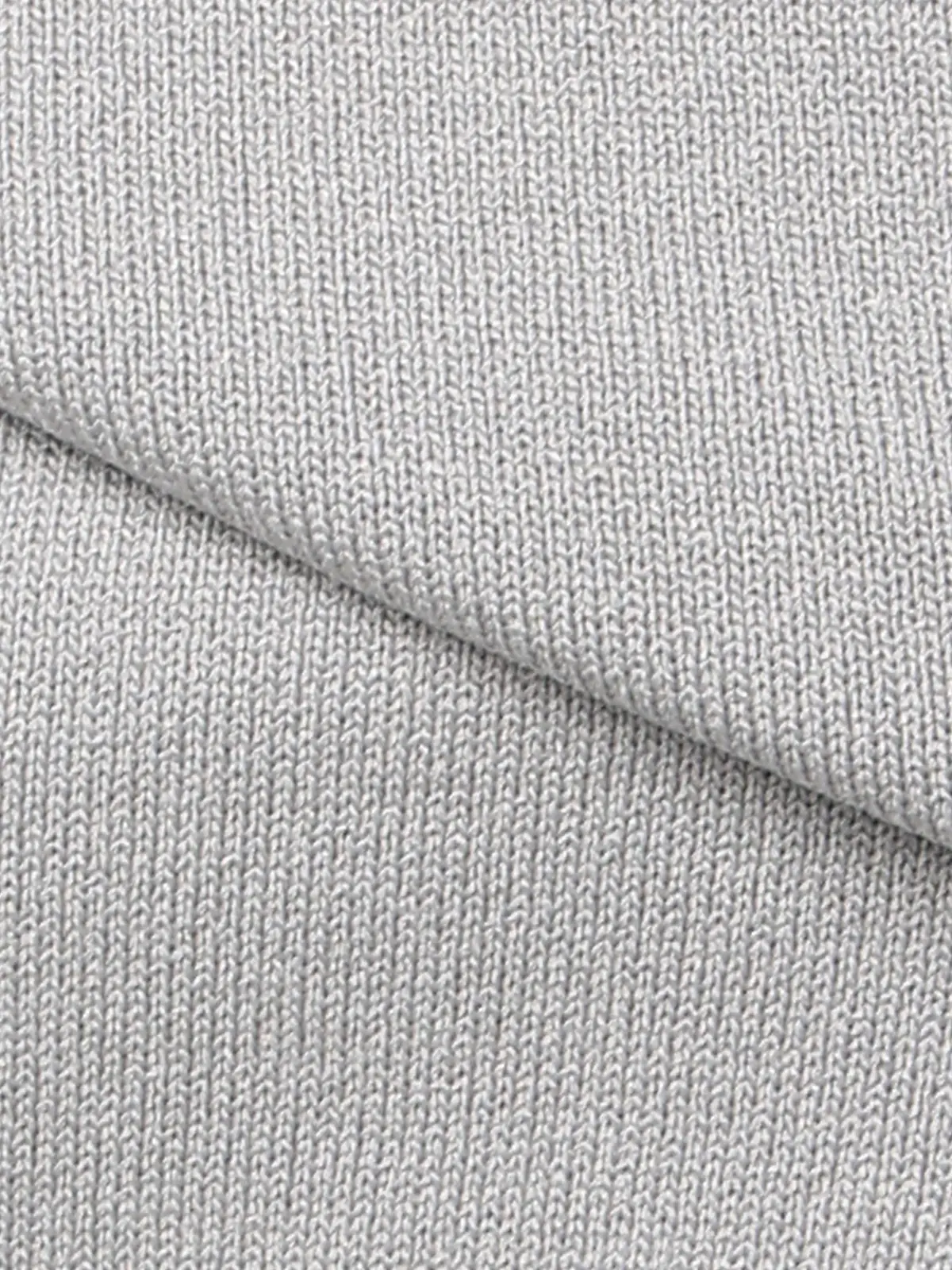 モックネックニット/長袖/ウォッシャブル/プレーティング天竺/無地 ライトグレー S