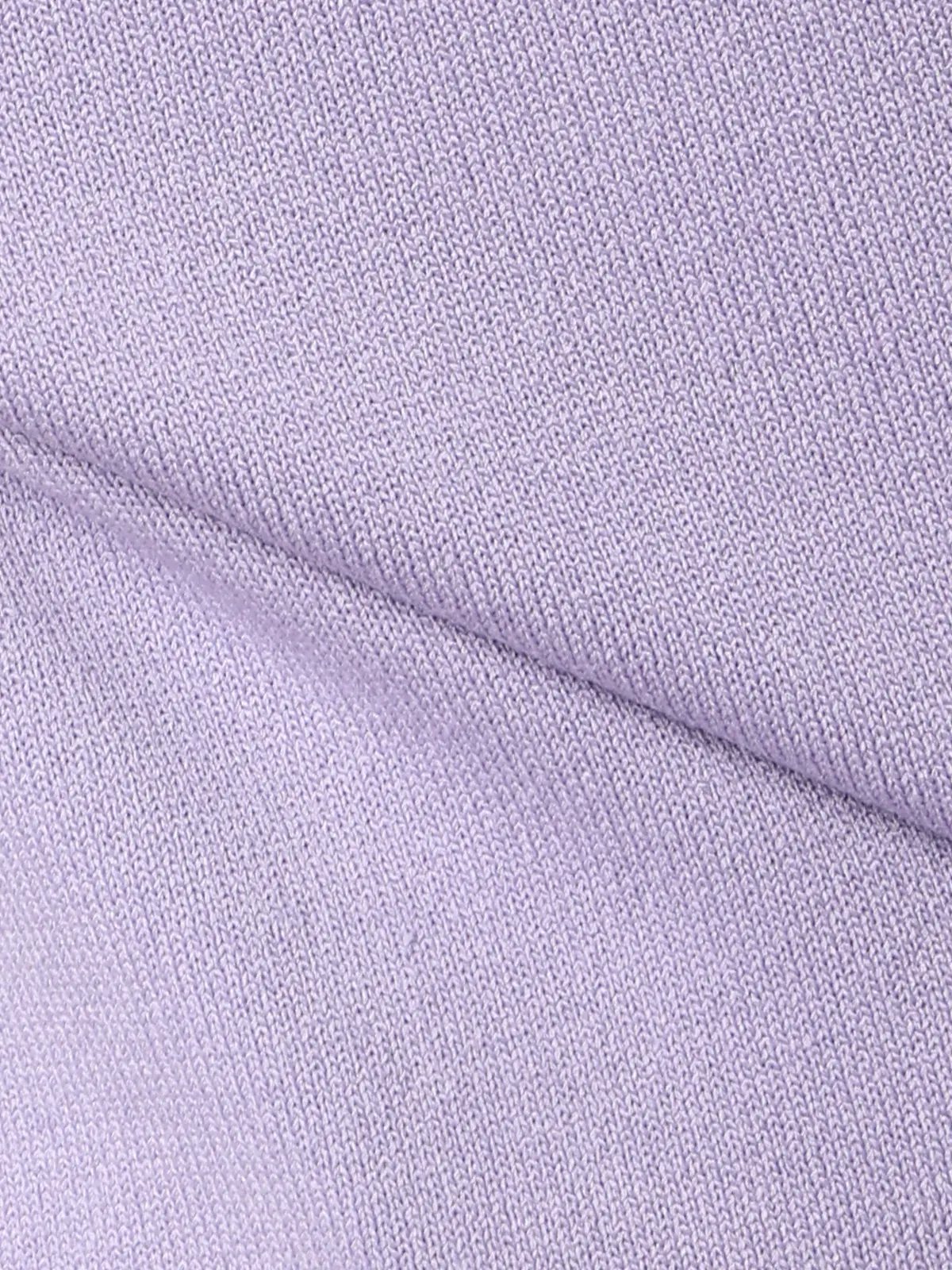 モックネックニット／長袖／ウォッシャブル／プレーティング天竺／無地 ラベンダー S