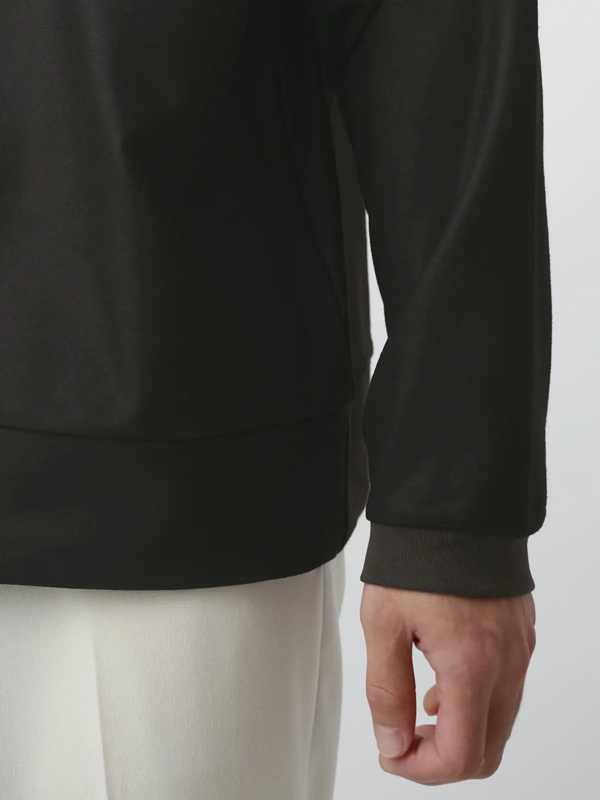 FLAT/Tシャツ /長袖/ウォッシャブル/ストレッチ/スウェードライクニット/無地 ブラウン S