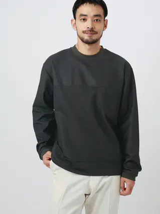 FLAT／Tシャツ ／長袖／ウォッシャブル／ストレッチ／スウェードライクニット／無地