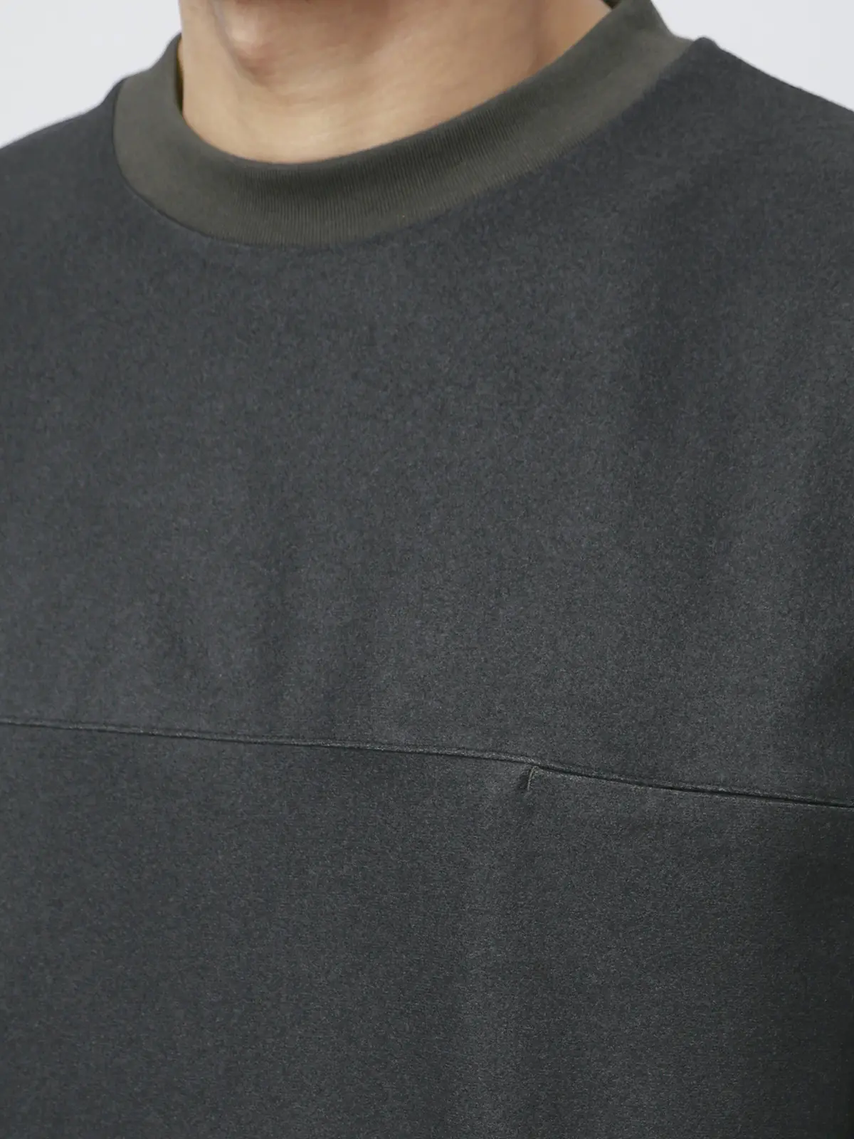 FLAT／Tシャツ ／長袖／ウォッシャブル／ストレッチ／スウェードライクニット／無地 グレー S