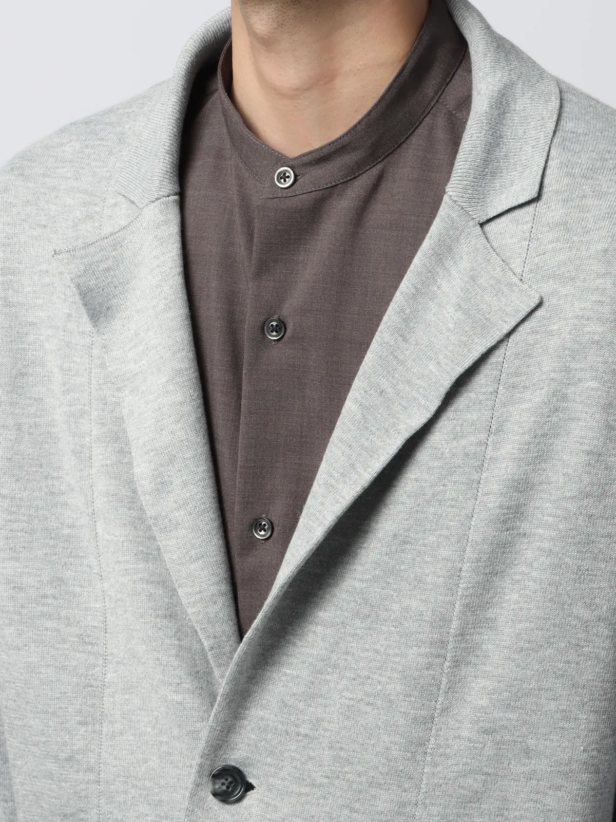 カーディガンジャケット/長袖/ウォッシャブル/オーガニックコットンブレンド天竺/無地 グレー S