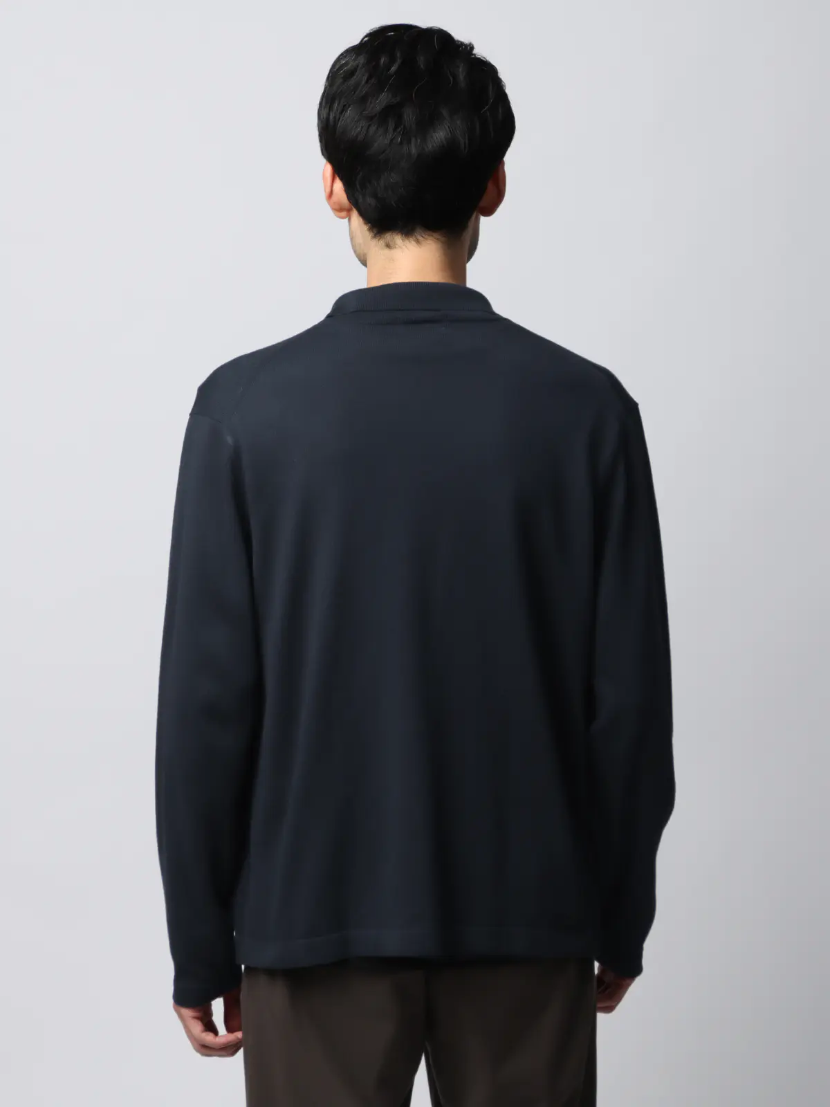 カーディガンジャケット／長袖／ウォッシャブル／オーガニックコットンブレンド天竺／無地 ネイビー S