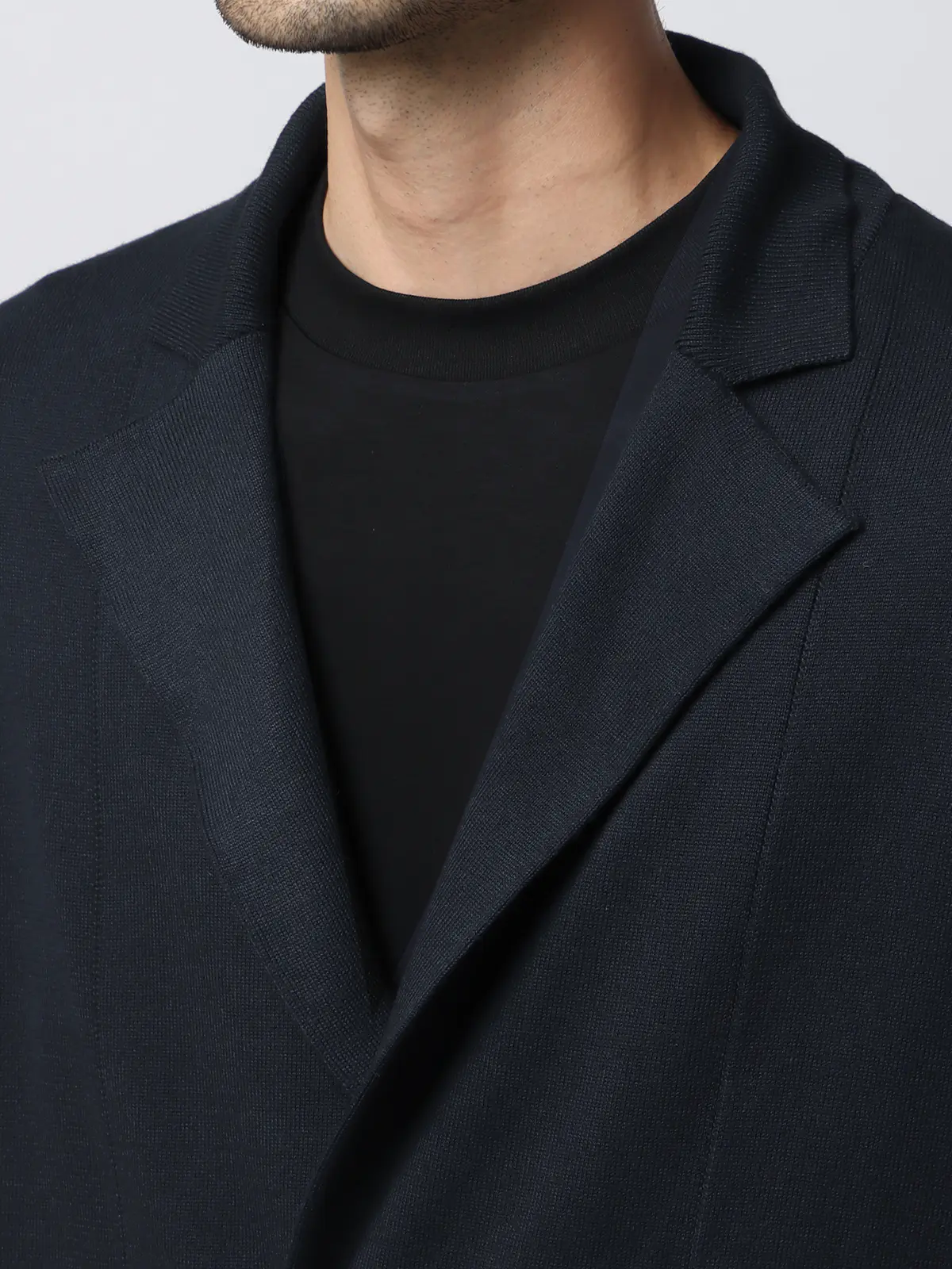 カーディガンジャケット／長袖／ウォッシャブル／オーガニックコットンブレンド天竺／無地 ネイビー S