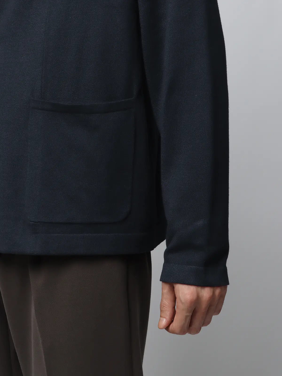 カーディガンジャケット／長袖／ウォッシャブル／オーガニックコットンブレンド天竺／無地 ネイビー S