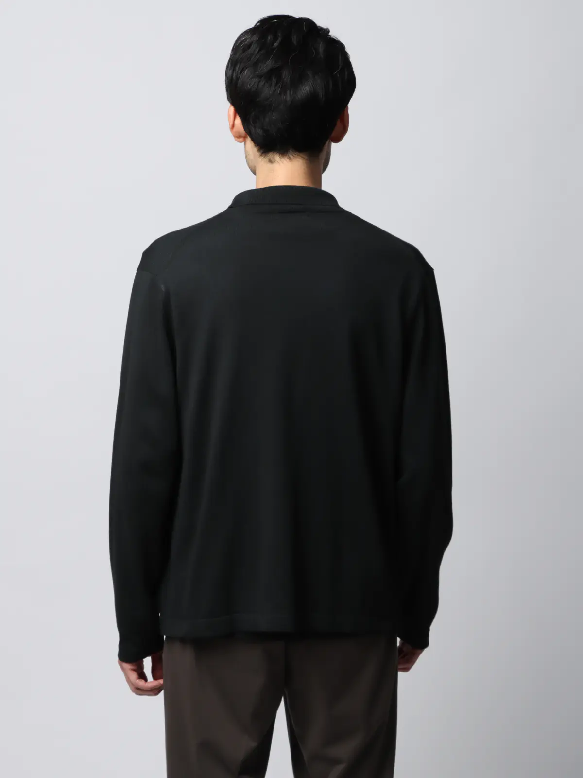 カーディガンジャケット／長袖／ウォッシャブル／オーガニックコットンブレンド天竺／無地 ブラック S