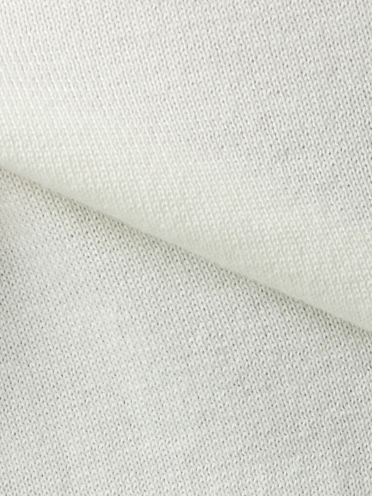 クルーネックニット/長袖/ウォッシャブル/オーガニックコットンブレンド天竺/無地 ホワイト S