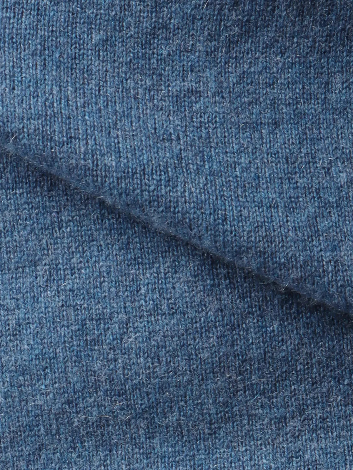 クルーネックニット/長袖/カシミヤ/無地 ブルー M