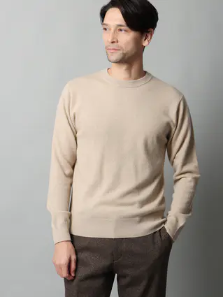 カシミヤクルーネックニット