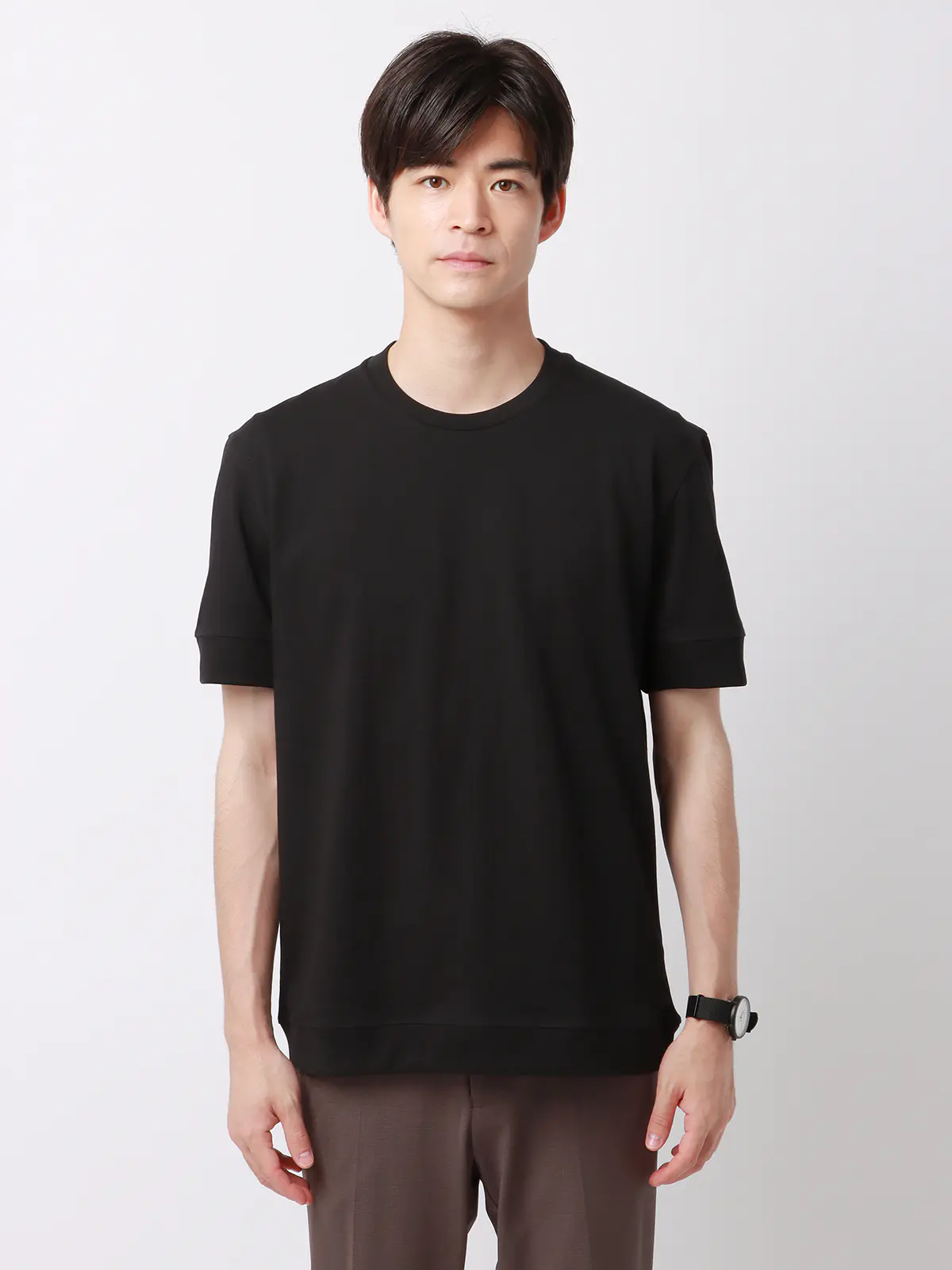 オフィT／Tシャツ／半袖／ウォッシャブル／プレーティング天竺／COMMUTECH ブラック系 S