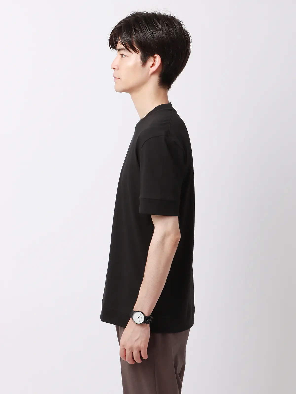 オフィT／Tシャツ／半袖／ウォッシャブル／プレーティング天竺／COMMUTECH ブラック系 S