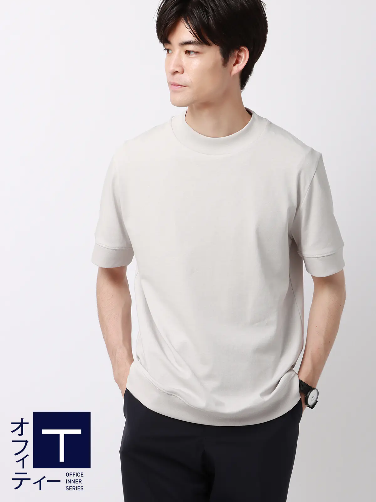 オフィT／Tシャツ／半袖／ウォッシャブル／プレーティング天竺／COMMUTECH グレー系 S