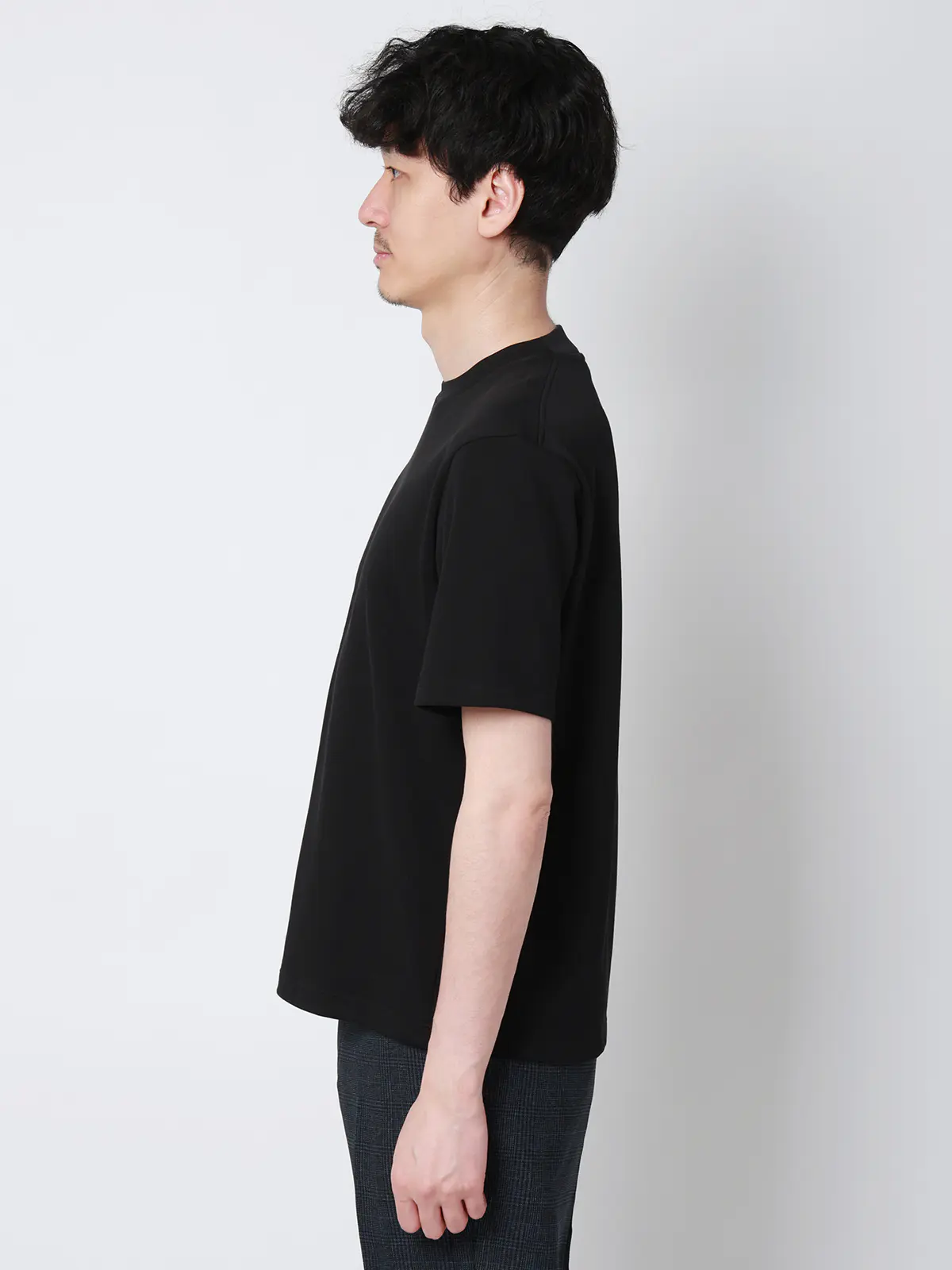 オフィT／Tシャツ／半袖／ウォッシャブル／吸水速乾／UVカット／プレーティング鹿の子／無地 ブラック S