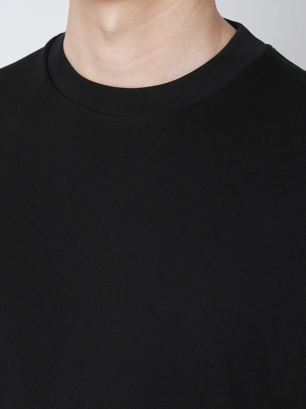 オフィT／Tシャツ／半袖／ウォッシャブル／吸水速乾／UVカット／プレーティング鹿の子／無地 ブラック S