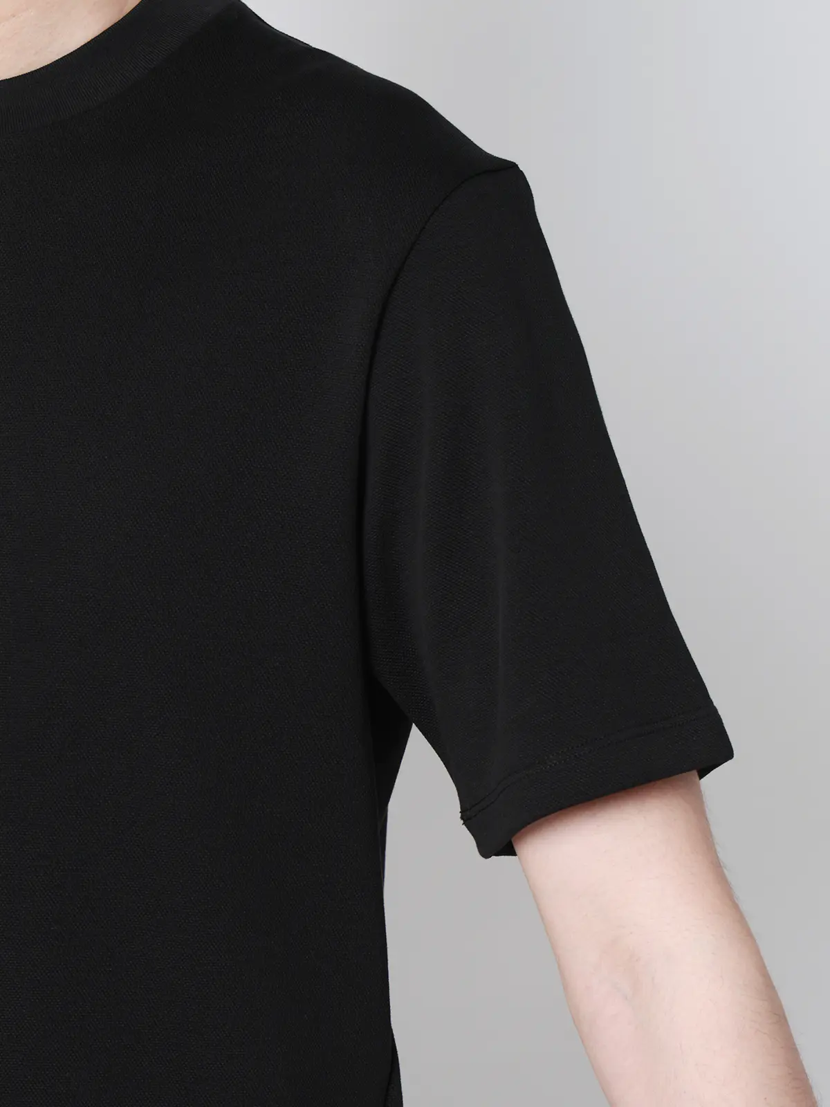 オフィT／Tシャツ／半袖／ウォッシャブル／吸水速乾／UVカット／プレーティング鹿の子／無地 ブラック S