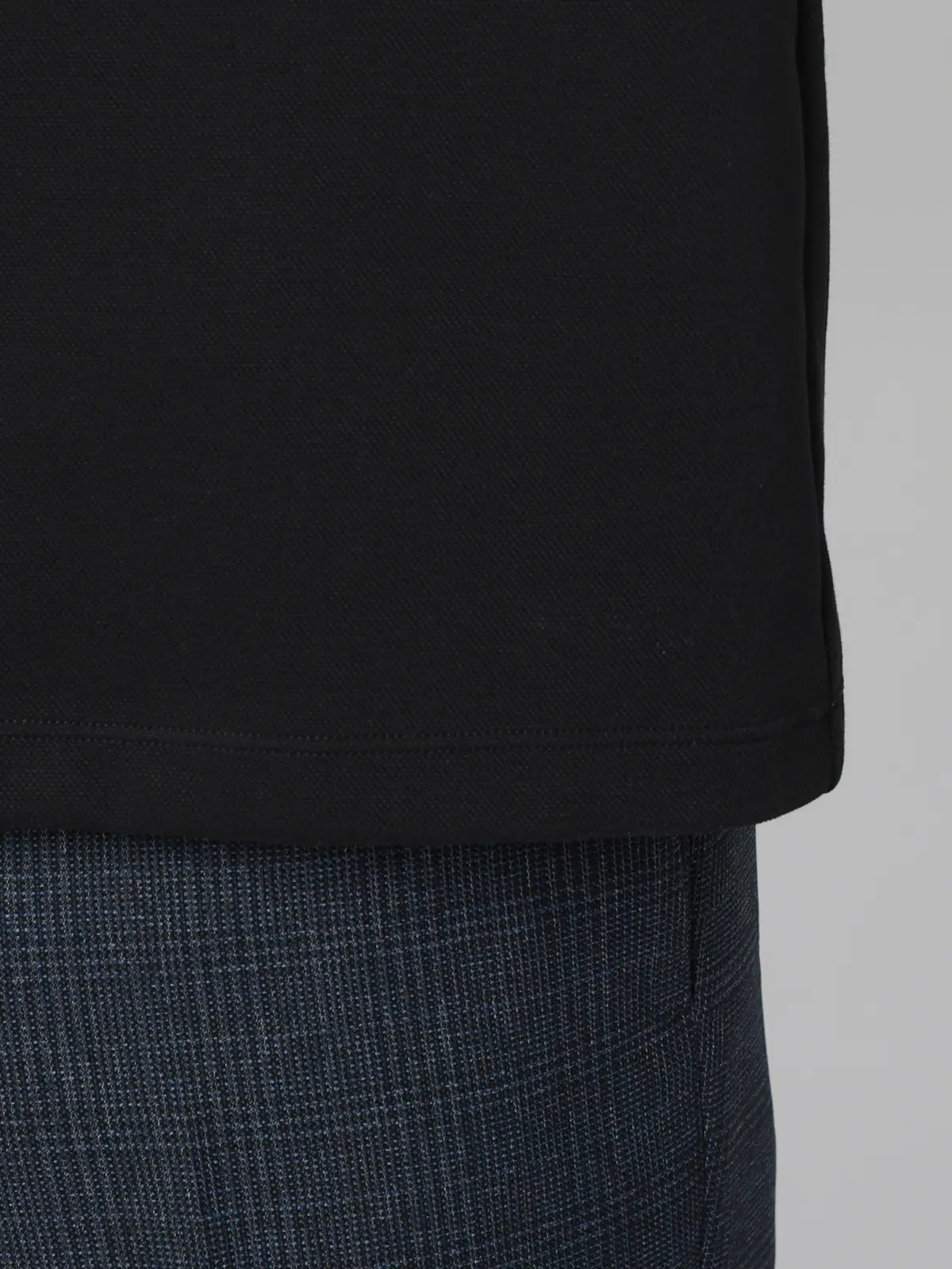 オフィT／Tシャツ／半袖／ウォッシャブル／吸水速乾／UVカット／プレーティング鹿の子／無地 ブラック S