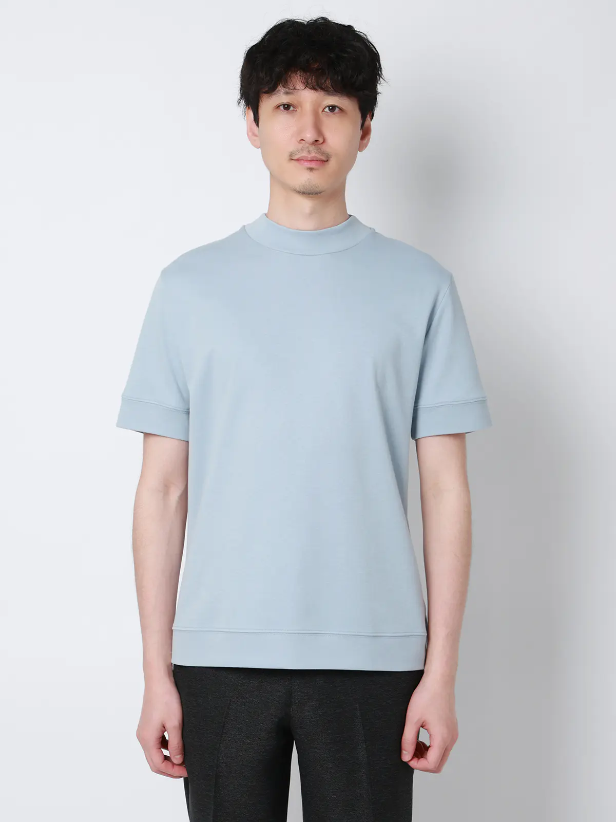 オフィT／Tシャツ／半袖／ウォッシャブル／吸水速乾／UVカット／プレーティング天竺／無地 サックス S