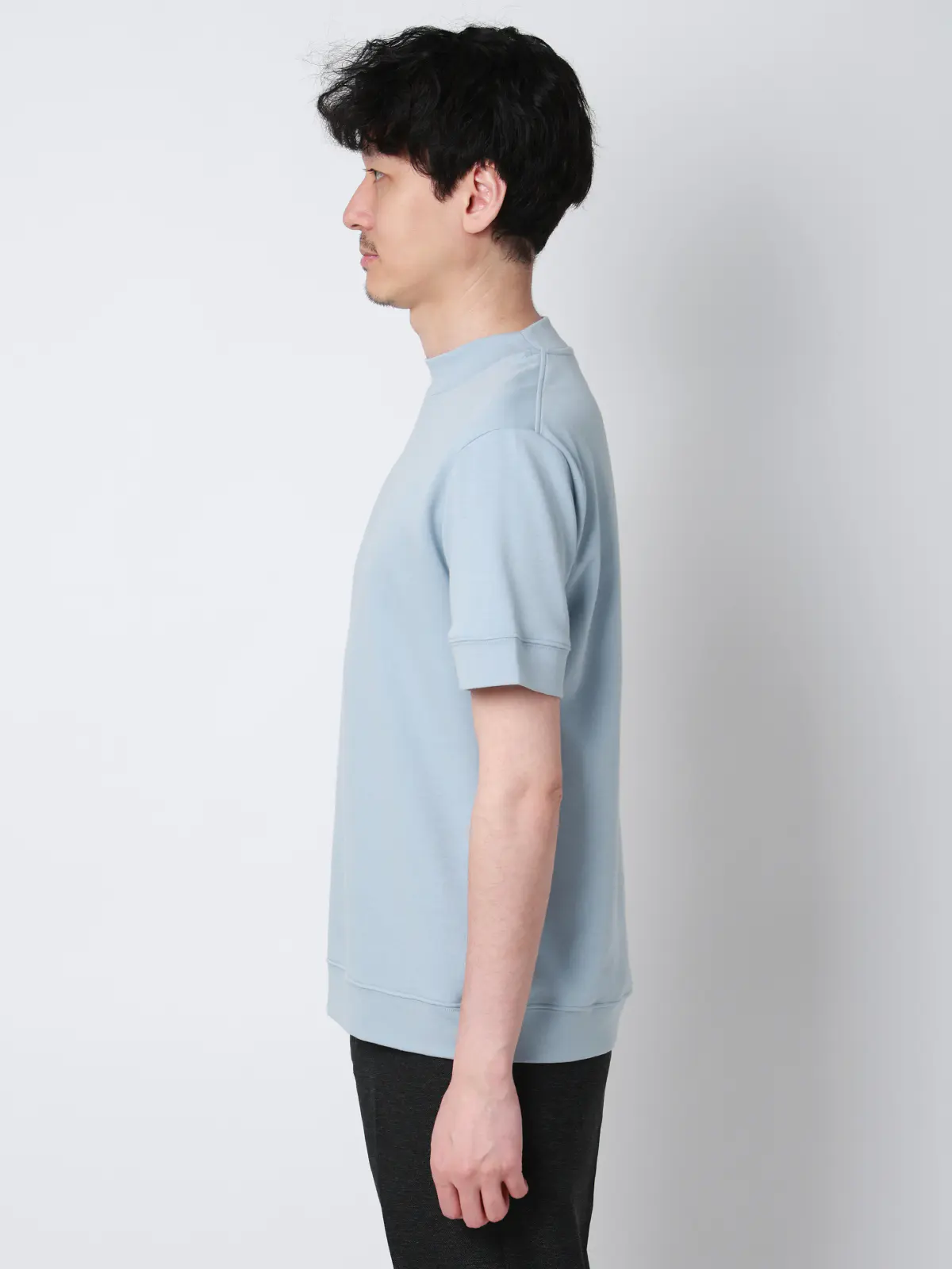 オフィT／Tシャツ／半袖／ウォッシャブル／吸水速乾／UVカット／プレーティング天竺／無地 サックス S