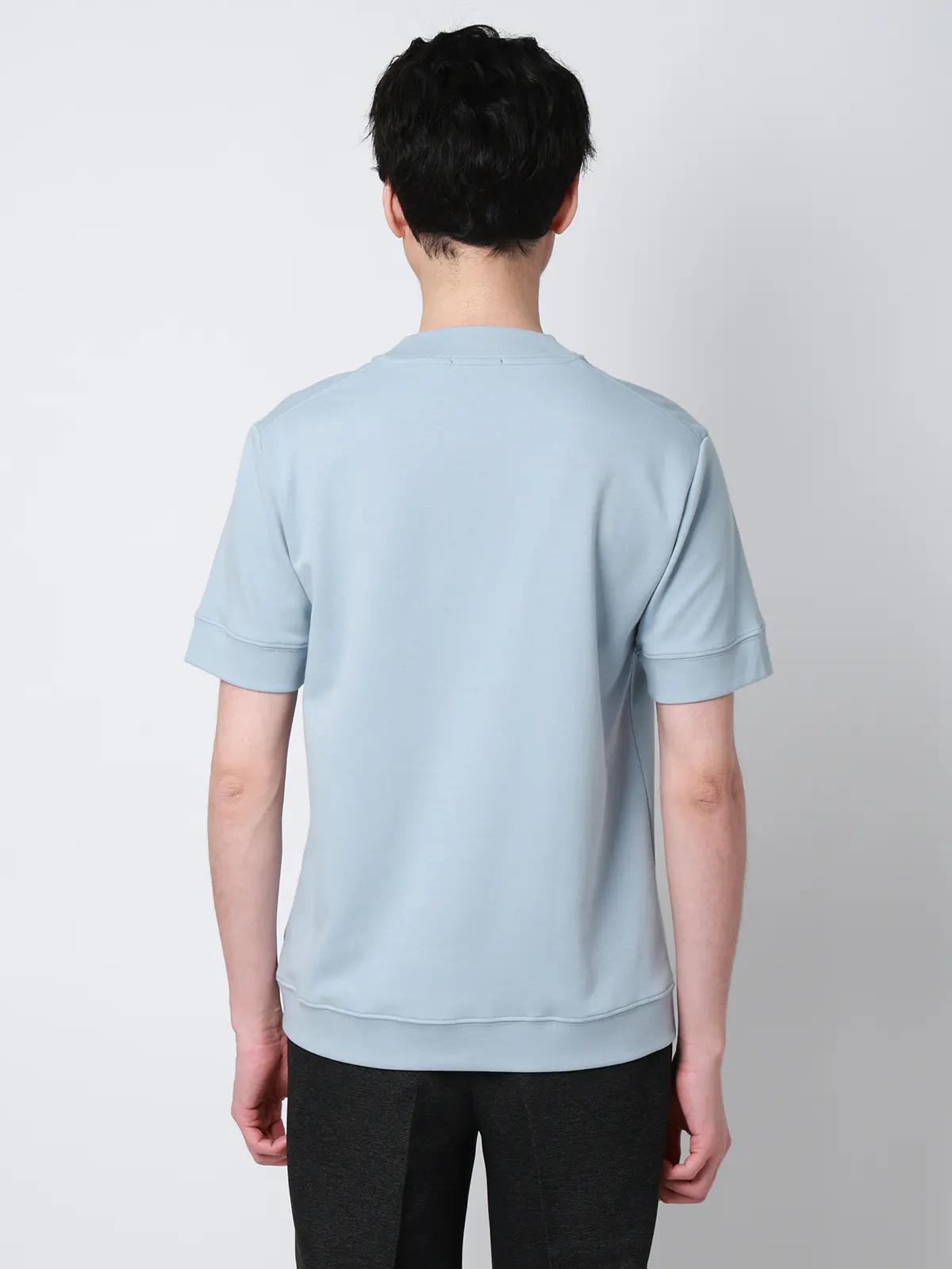 オフィT／Tシャツ／半袖／ウォッシャブル／吸水速乾／UVカット／プレーティング天竺／無地 サックス S