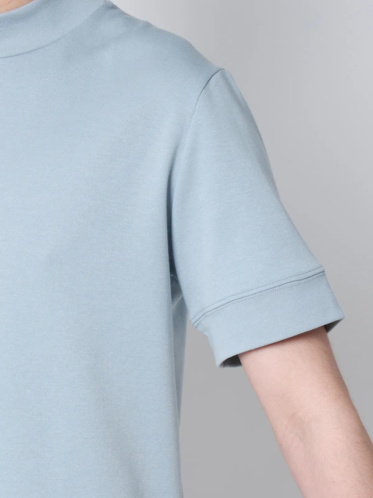 オフィT／Tシャツ／半袖／ウォッシャブル／吸水速乾／UVカット／プレーティング天竺／無地 サックス S