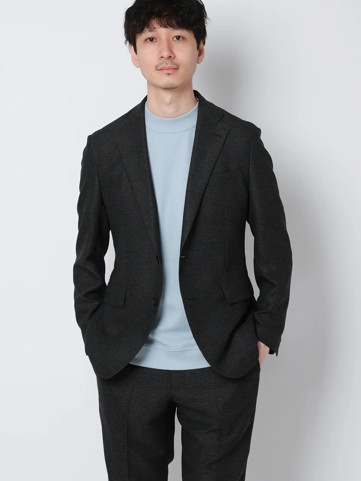 オフィT／Tシャツ／半袖／ウォッシャブル／吸水速乾／UVカット／プレーティング天竺／無地 サックス S