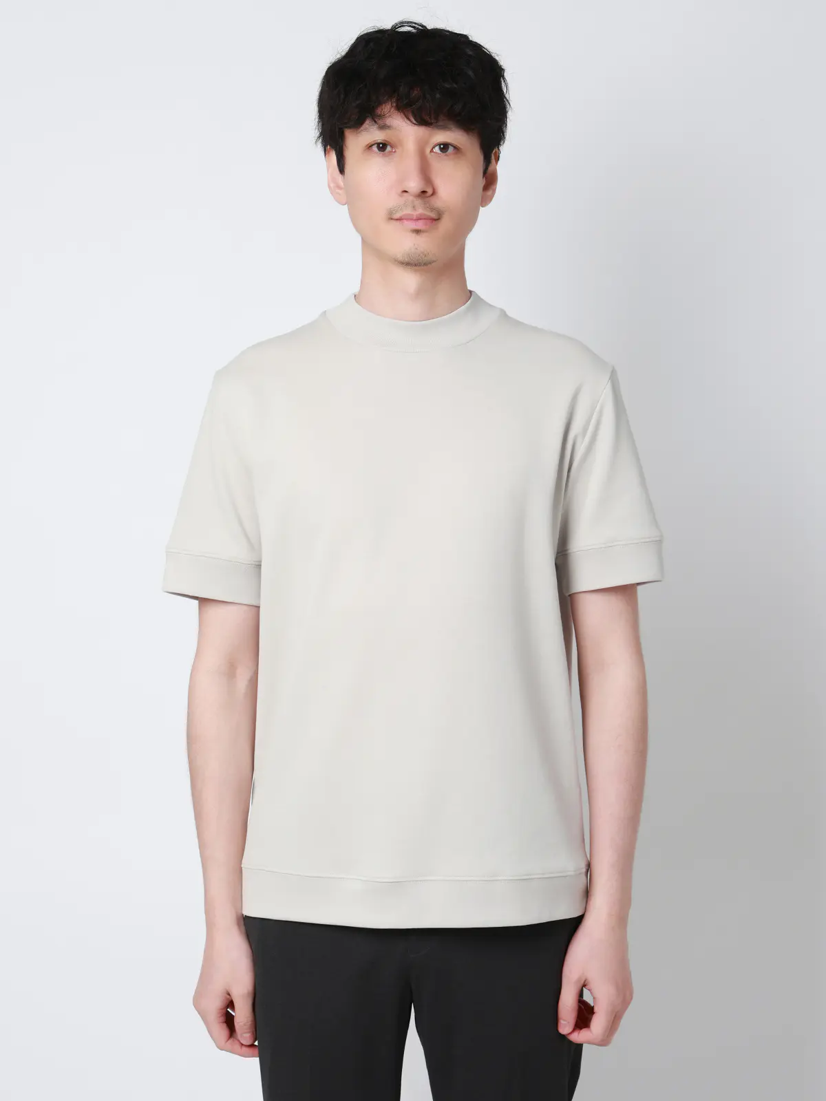 オフィT／Tシャツ／半袖／ウォッシャブル／吸水速乾／UVカット／プレーティング天竺／無地 ライトグレー S