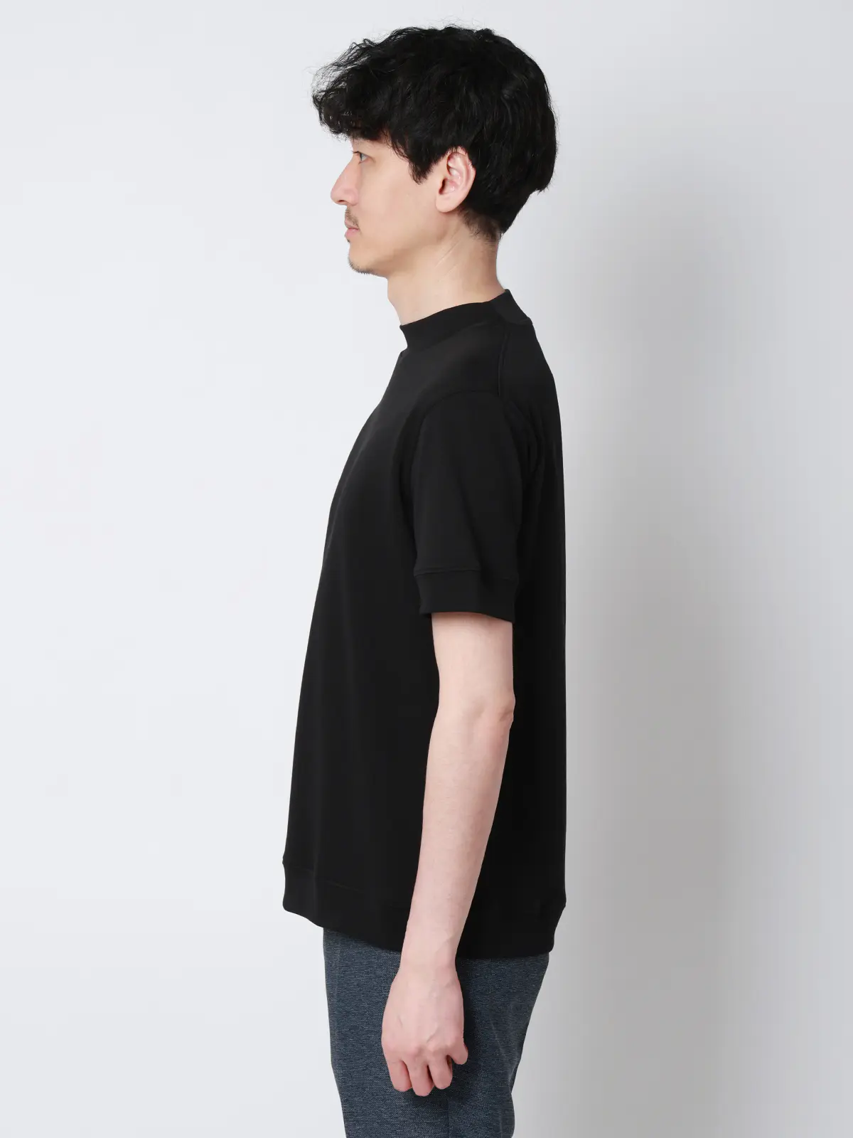 オフィT／Tシャツ／半袖／ウォッシャブル／吸水速乾／UVカット／プレーティング天竺／無地 ブラック S