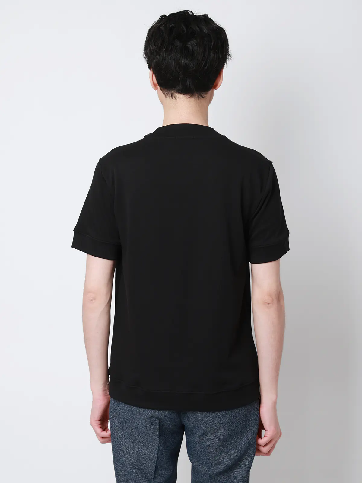 オフィT／Tシャツ／半袖／ウォッシャブル／吸水速乾／UVカット／プレーティング天竺／無地 ブラック S