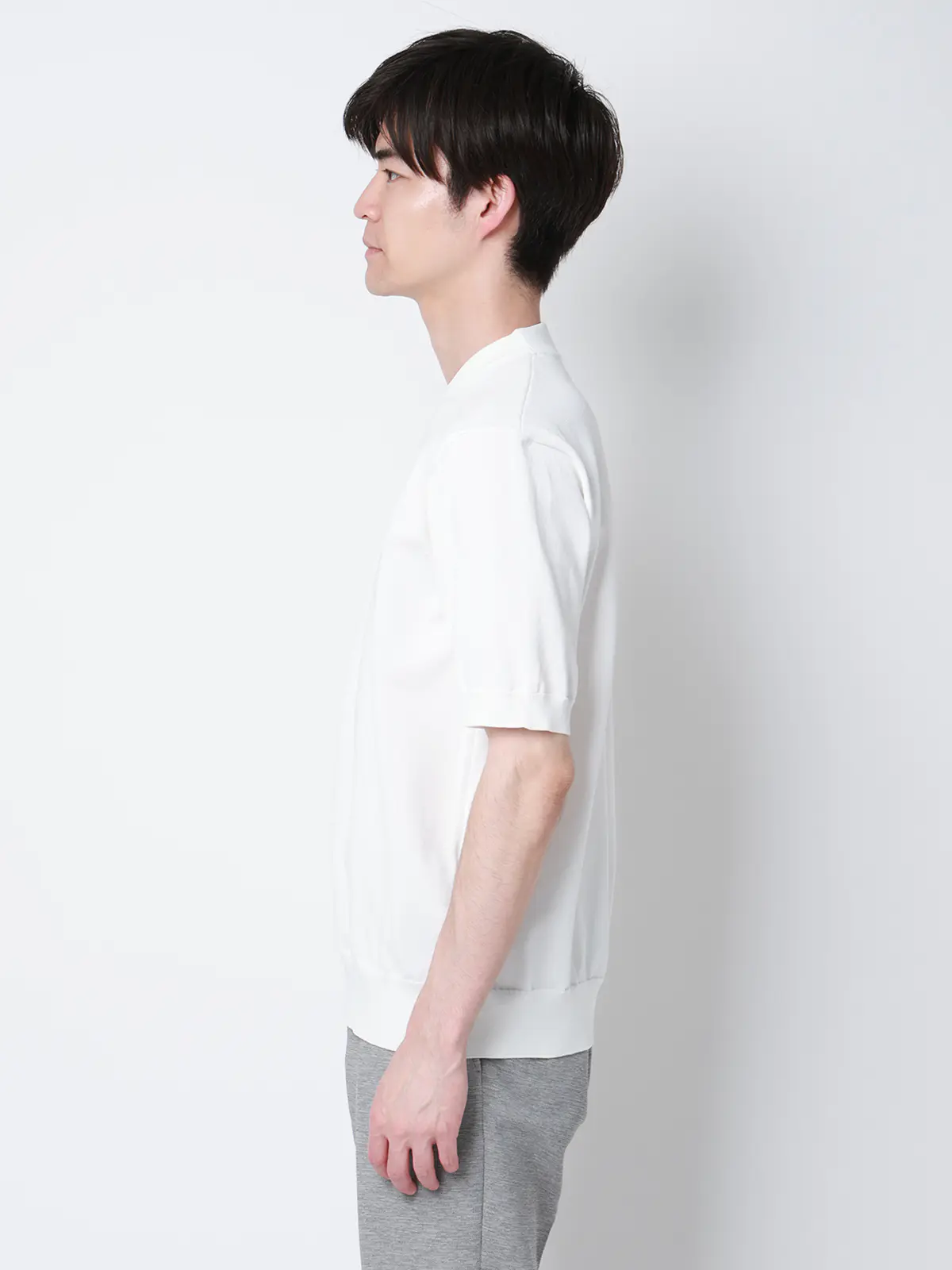 冷たいオフィT/Tシャツ/半袖/ウォッシャブル/接触冷感/リネンライクプレーティング天竺/無地 ホワイト S
