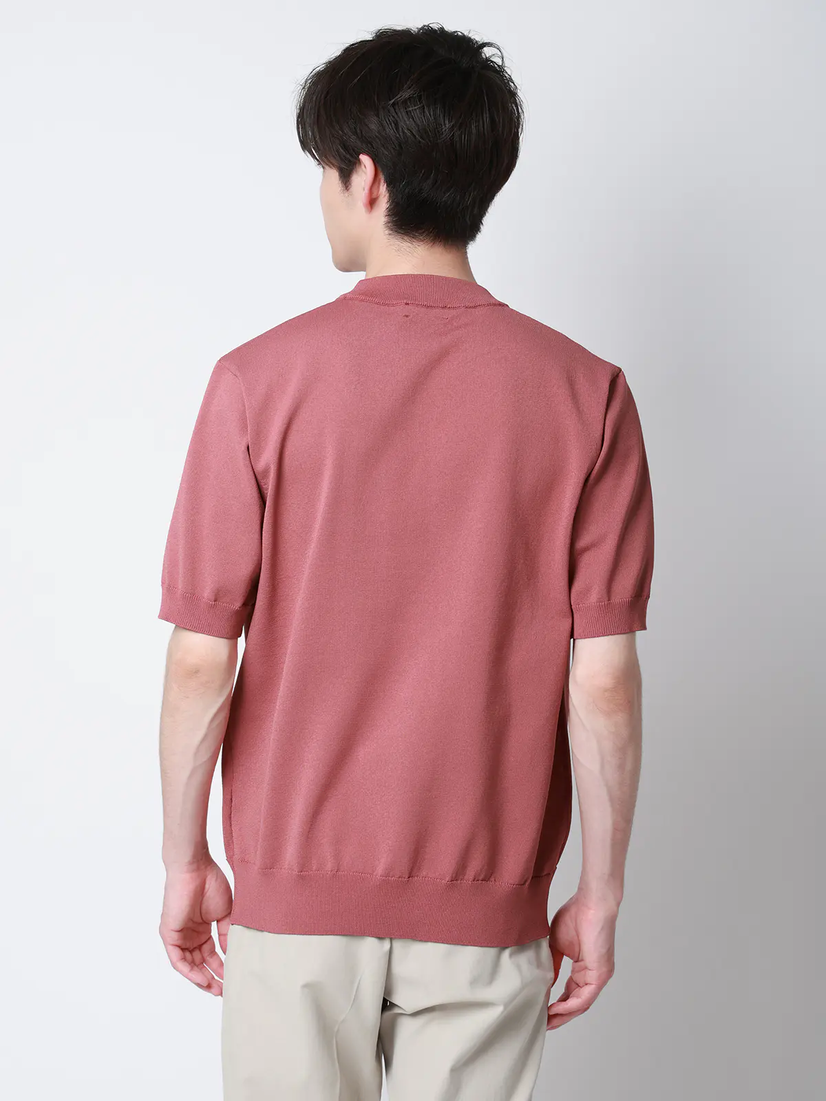 冷たいオフィT/Tシャツ/半袖/ウォッシャブル/接触冷感/リネンライクプレーティング天竺/無地 ピンク S