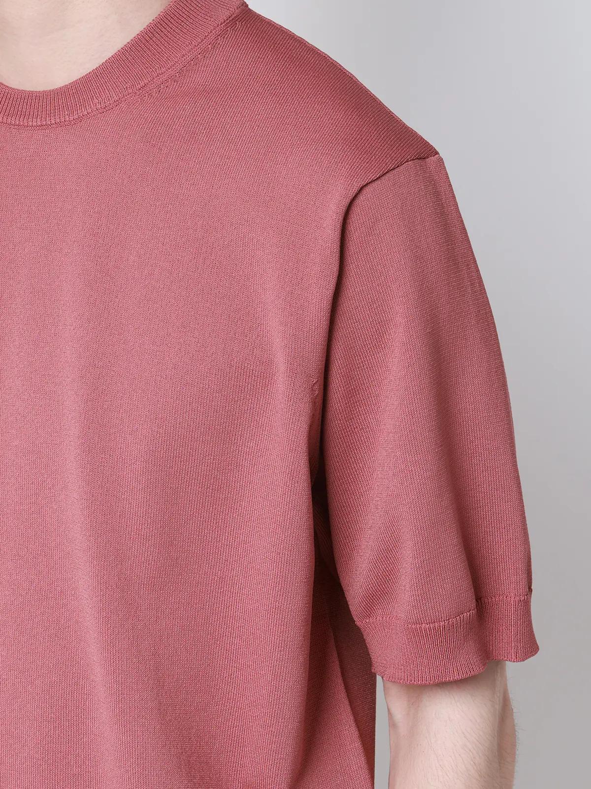 冷たいオフィT/Tシャツ/半袖/ウォッシャブル/接触冷感/リネンライクプレーティング天竺/無地 ピンク S