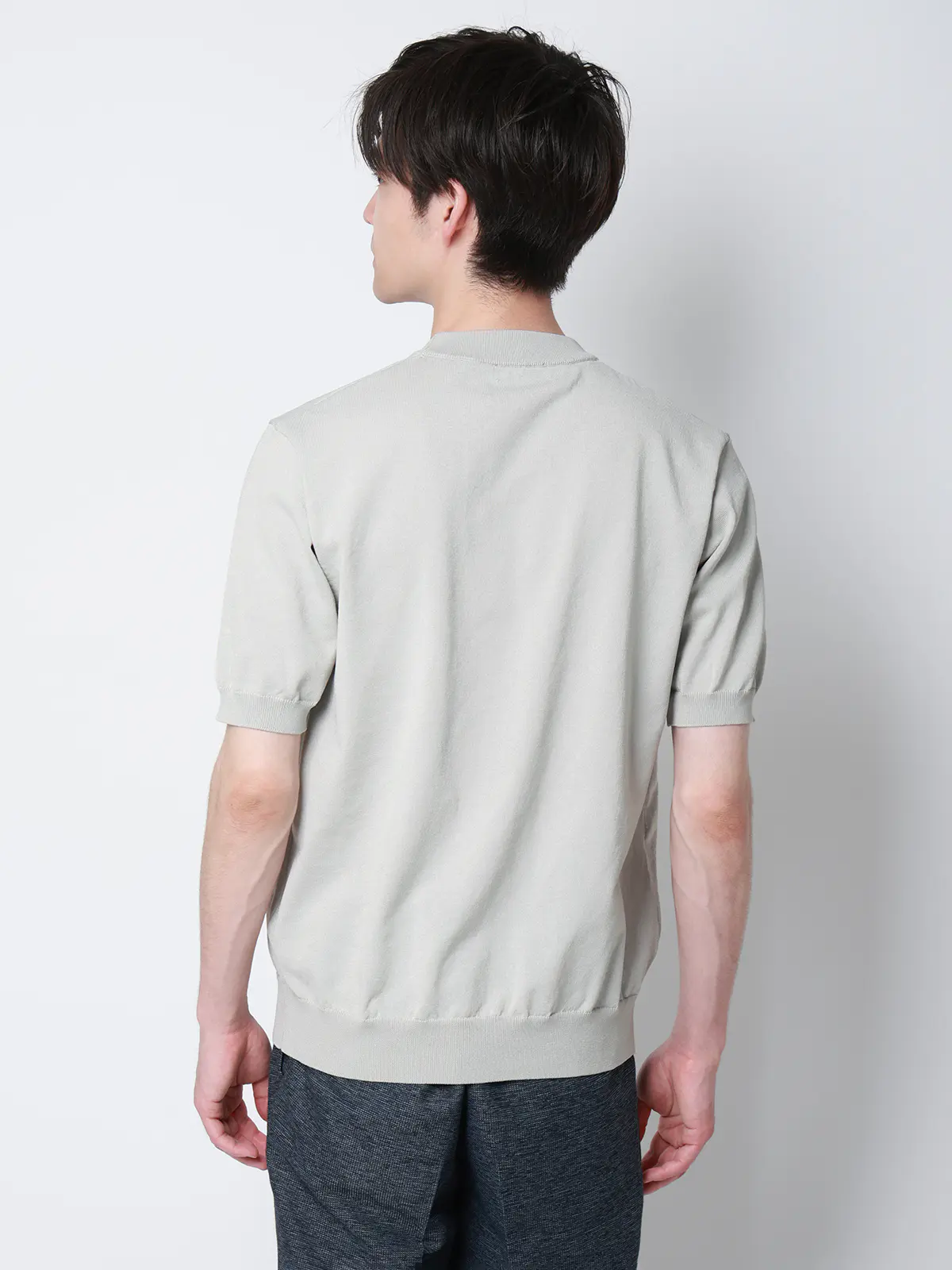 冷たいオフィT／Tシャツ／半袖／ウォッシャブル／接触冷感／リネンライクプレーティング天竺／無地 ライトグレー S