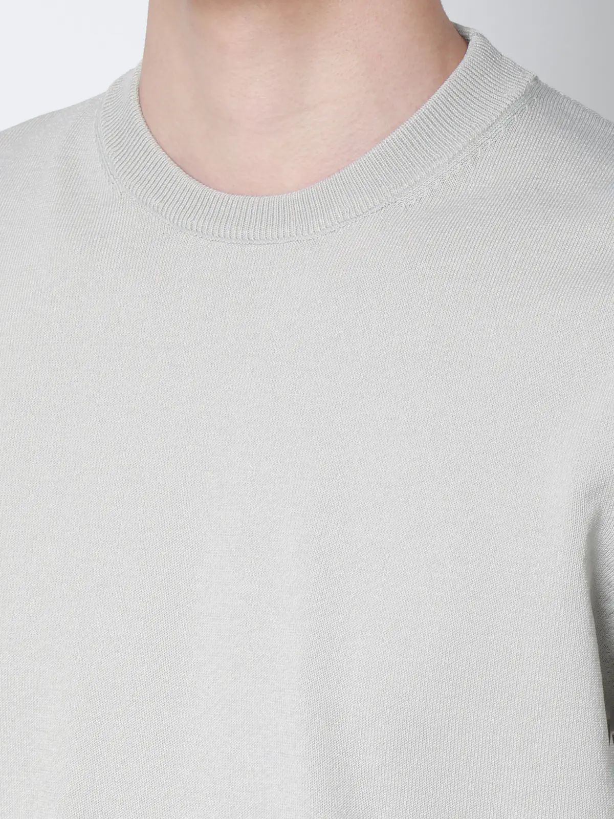冷たいオフィT／Tシャツ／半袖／ウォッシャブル／接触冷感／リネンライクプレーティング天竺／無地 ライトグレー S