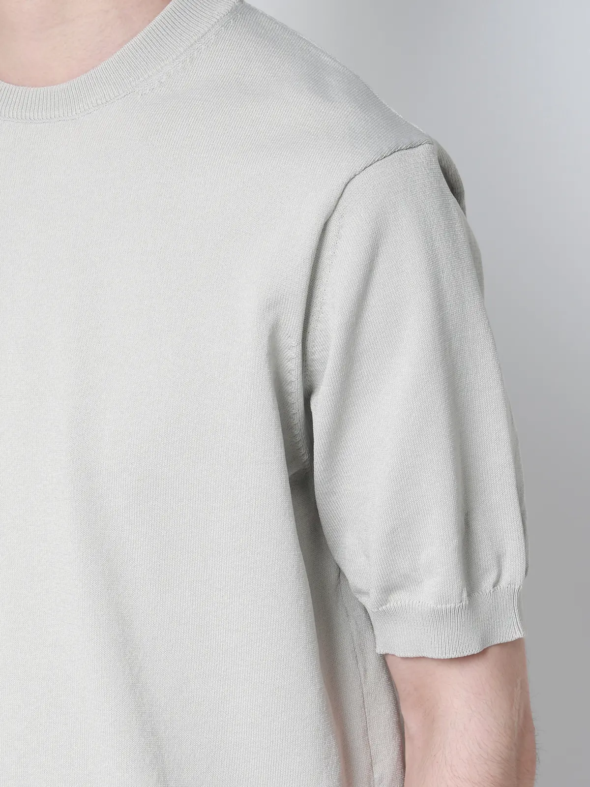 冷たいオフィT／Tシャツ／半袖／ウォッシャブル／接触冷感／リネンライクプレーティング天竺／無地 ライトグレー S