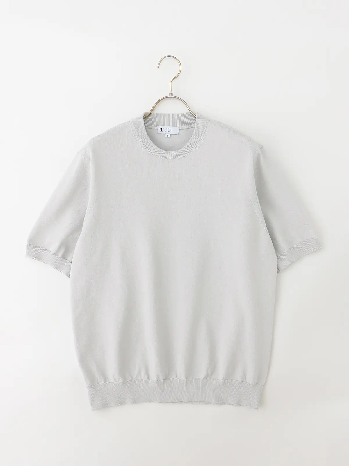 冷たいオフィT／Tシャツ／半袖／ウォッシャブル／接触冷感／リネンライクプレーティング天竺／無地 ライトグレー S