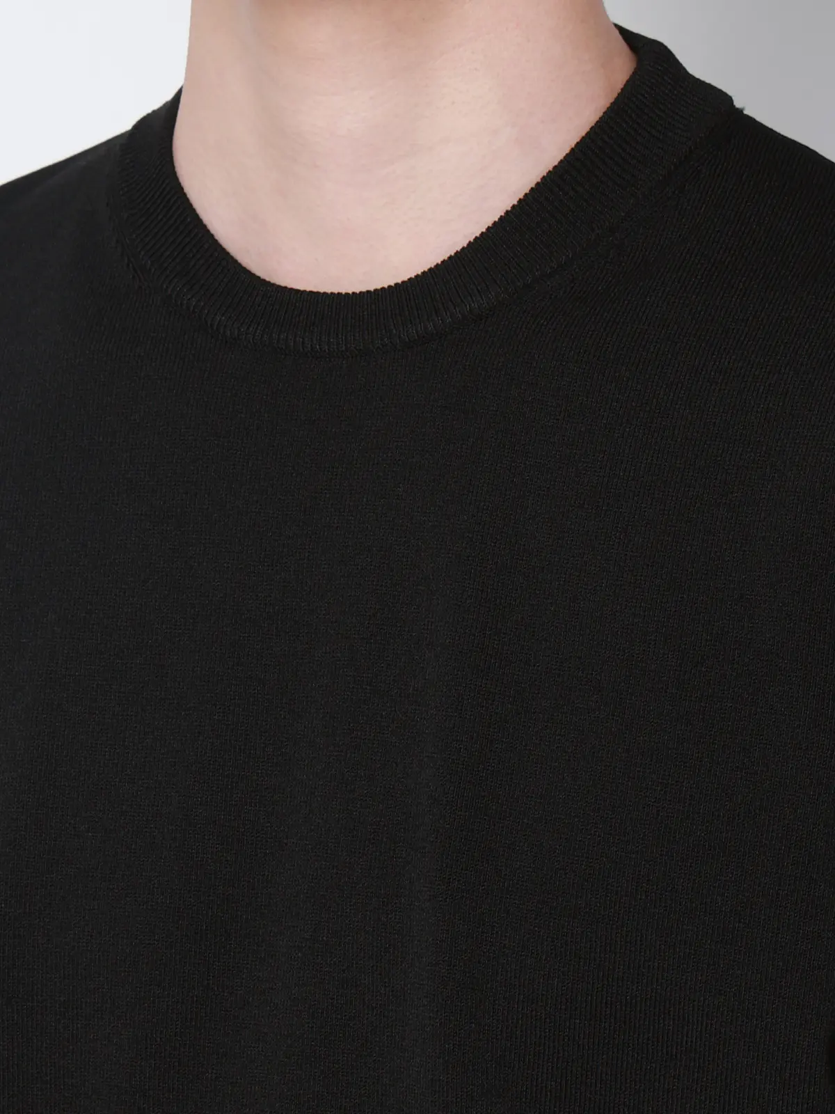 冷たいオフィT/Tシャツ/半袖/ウォッシャブル/接触冷感/リネンライクプレーティング天竺/無地 ブラック S