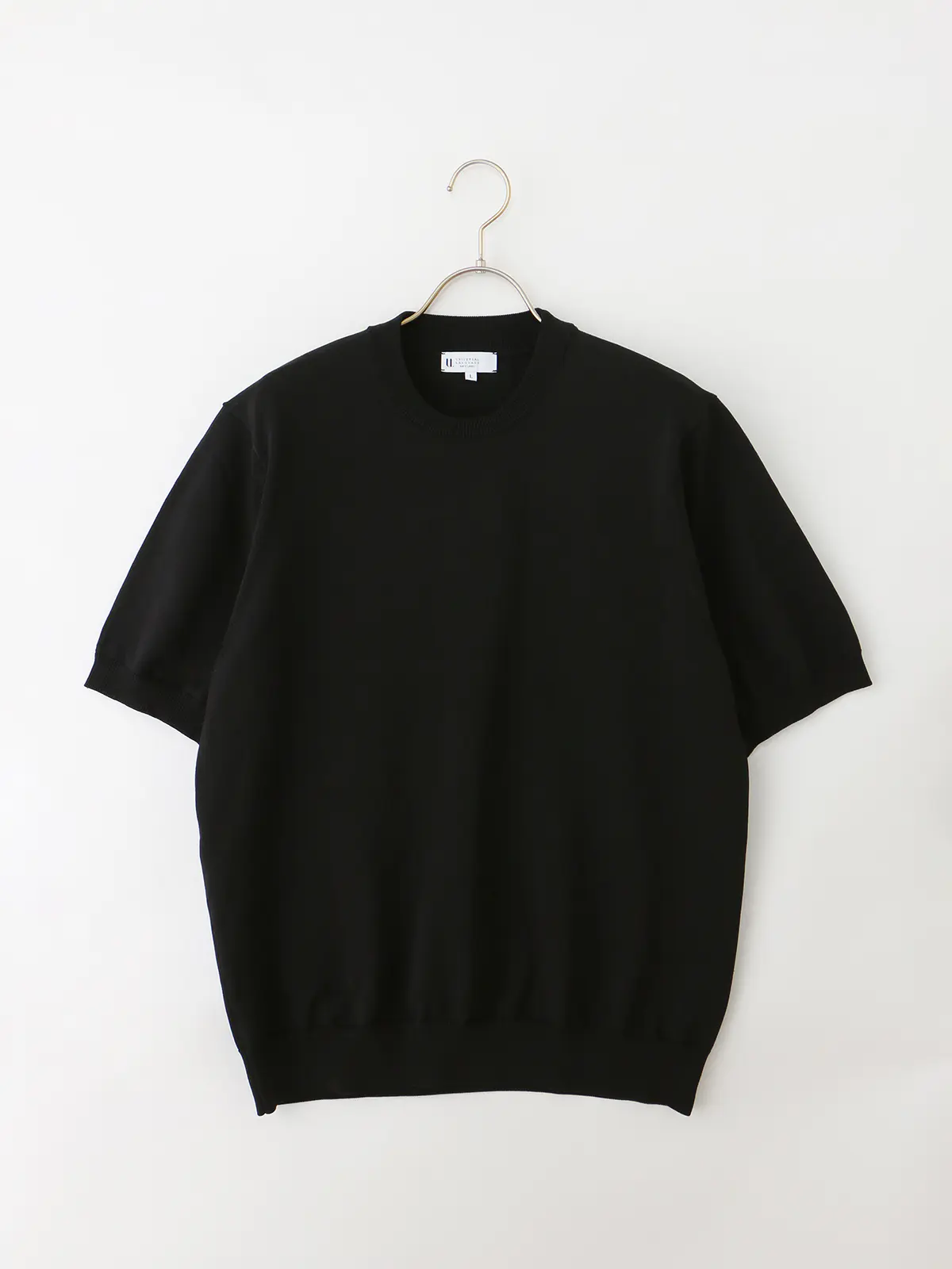 冷たいオフィT/Tシャツ/半袖/ウォッシャブル/接触冷感/リネンライクプレーティング天竺/無地 ブラック S