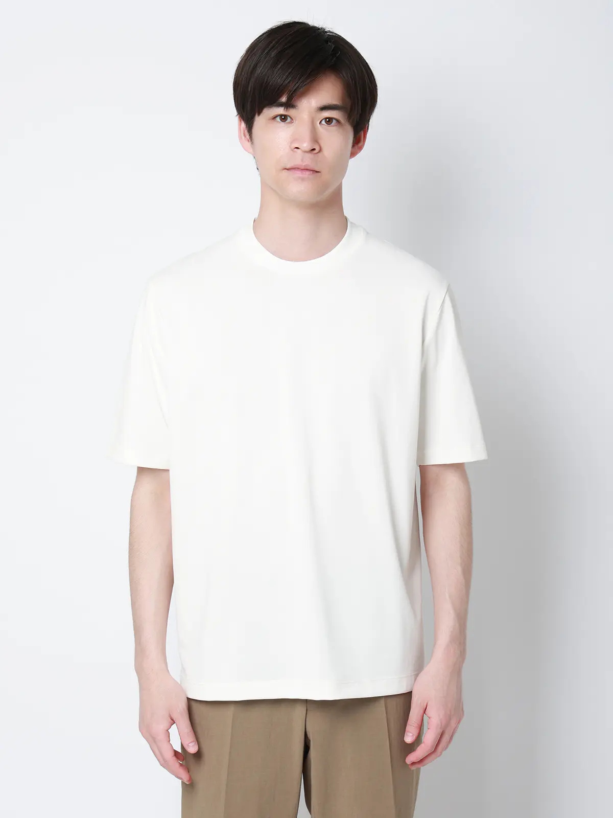 オフィT/Tシャツ/半袖/ウォッシャブル/形態安定/プレーティング天竺/無地 ホワイト S