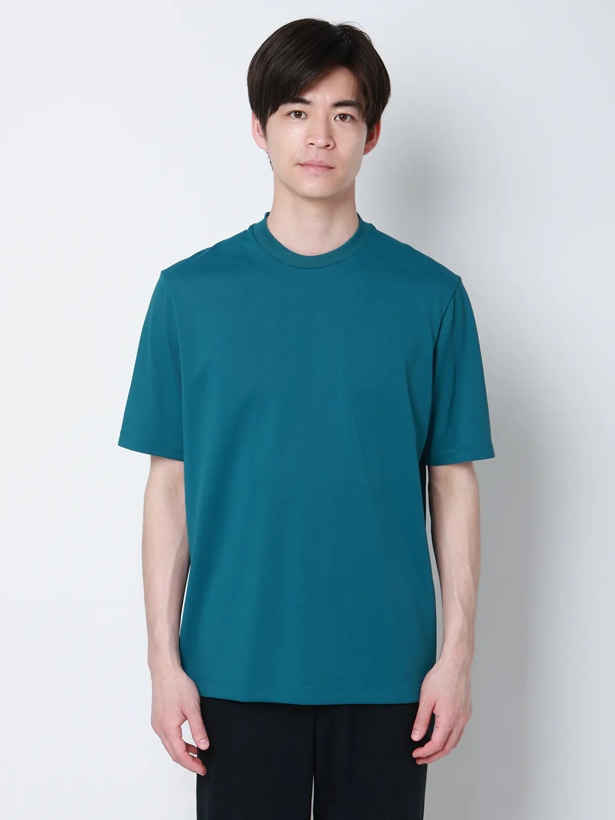 オフィT/Tシャツ/半袖/ウォッシャブル/形態安定/プレーティング天竺/無地 ターコイズ S