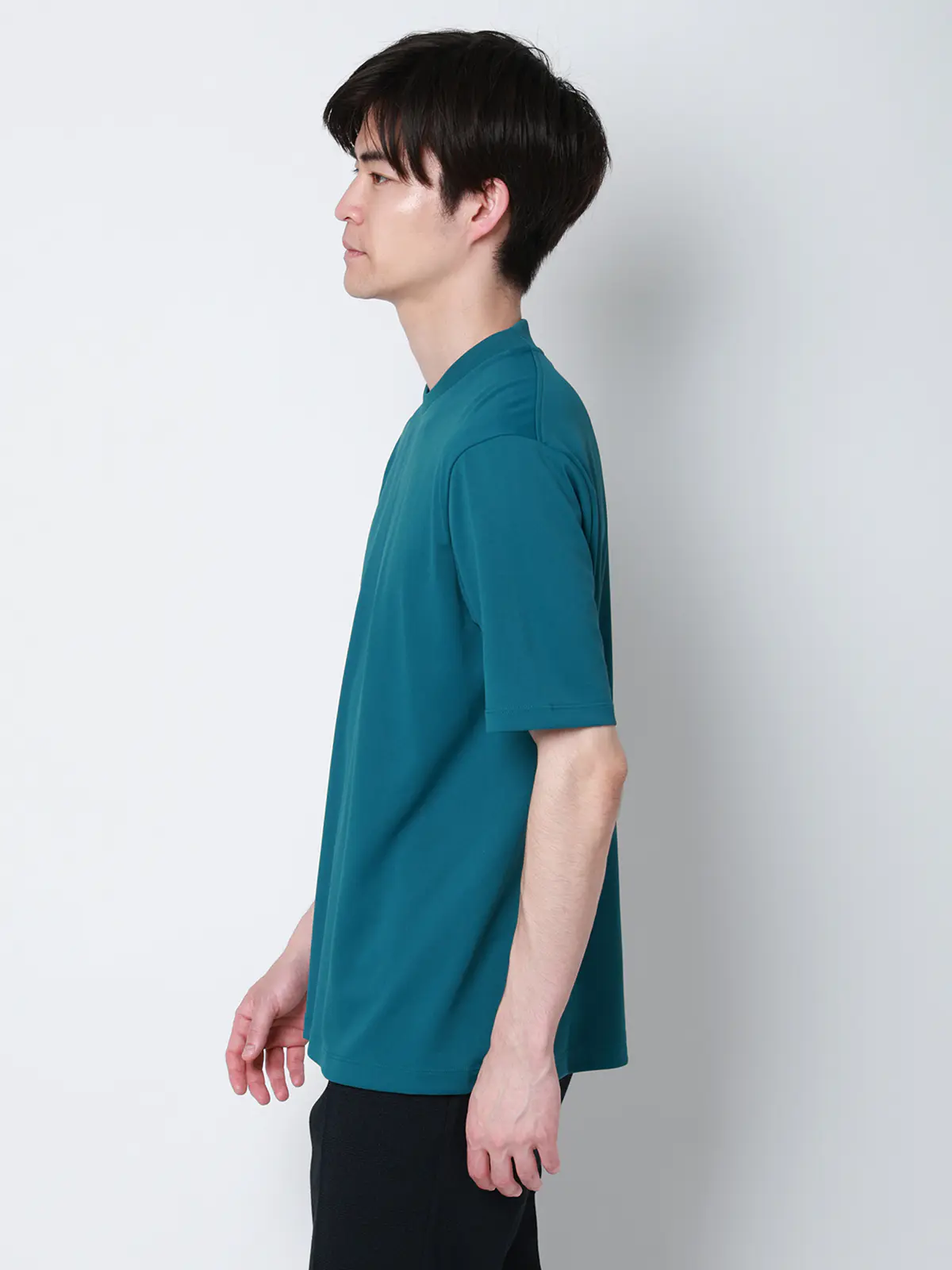 オフィT/Tシャツ/半袖/ウォッシャブル/形態安定/プレーティング天竺/無地 ターコイズ S