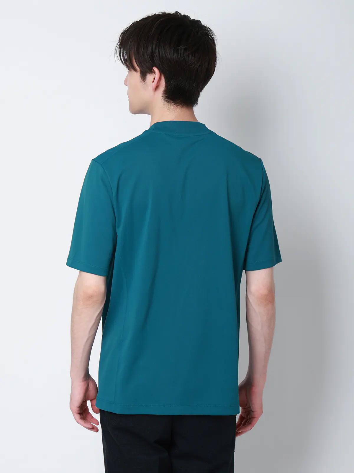 オフィT/Tシャツ/半袖/ウォッシャブル/形態安定/プレーティング天竺/無地 ターコイズ S