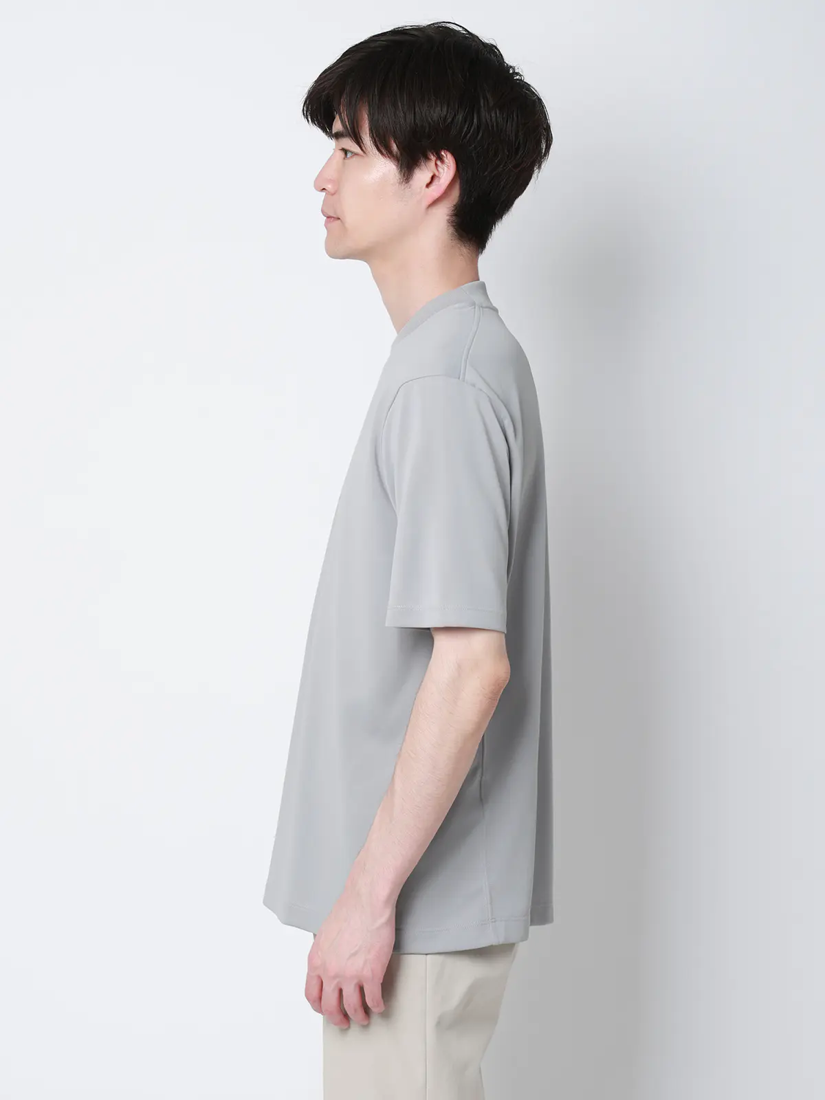 オフィT／Tシャツ／半袖／ウォッシャブル／形態安定／プレーティング天竺／無地 ライトグレー S