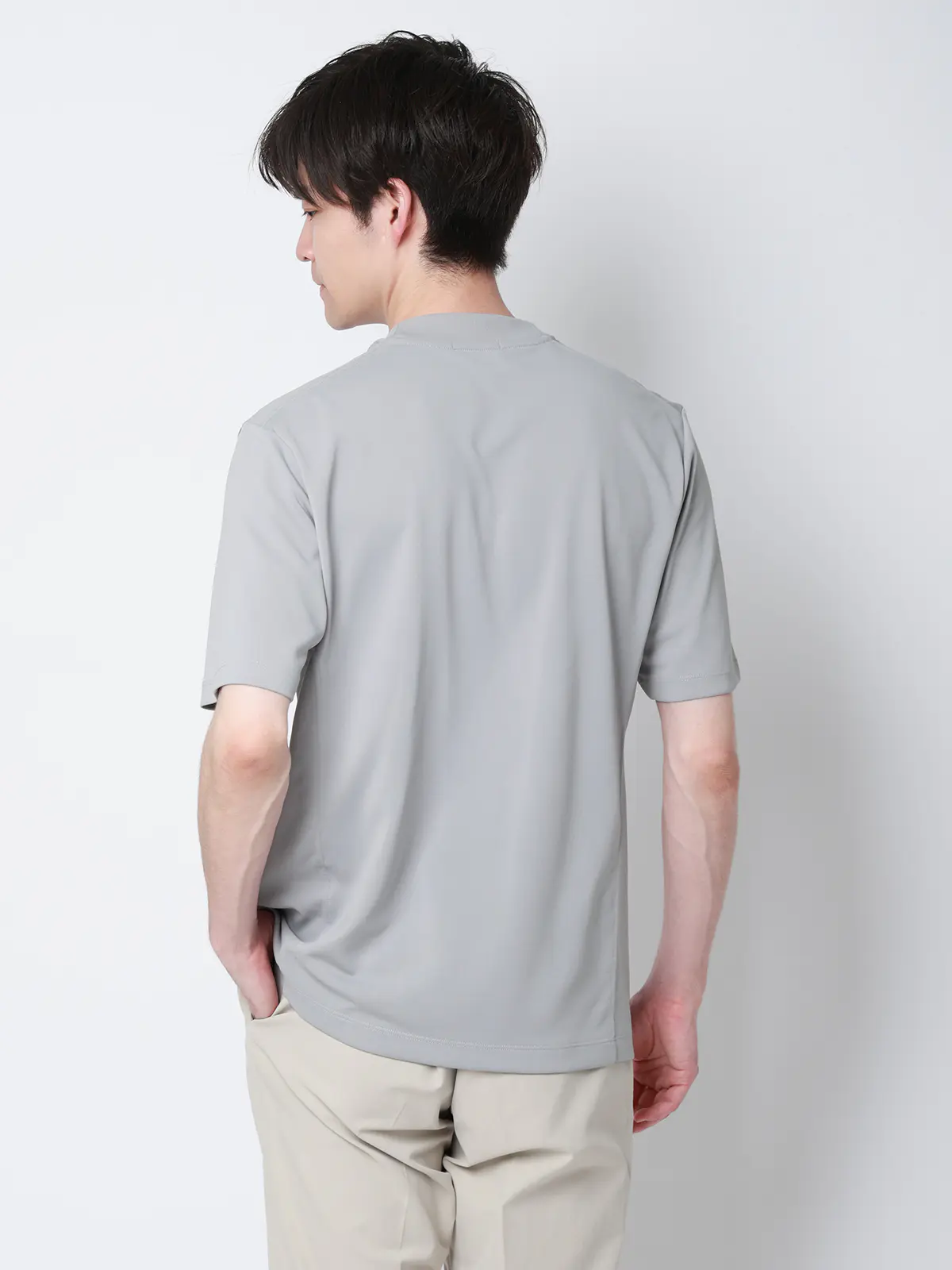 オフィT／Tシャツ／半袖／ウォッシャブル／形態安定／プレーティング天竺／無地 ライトグレー S