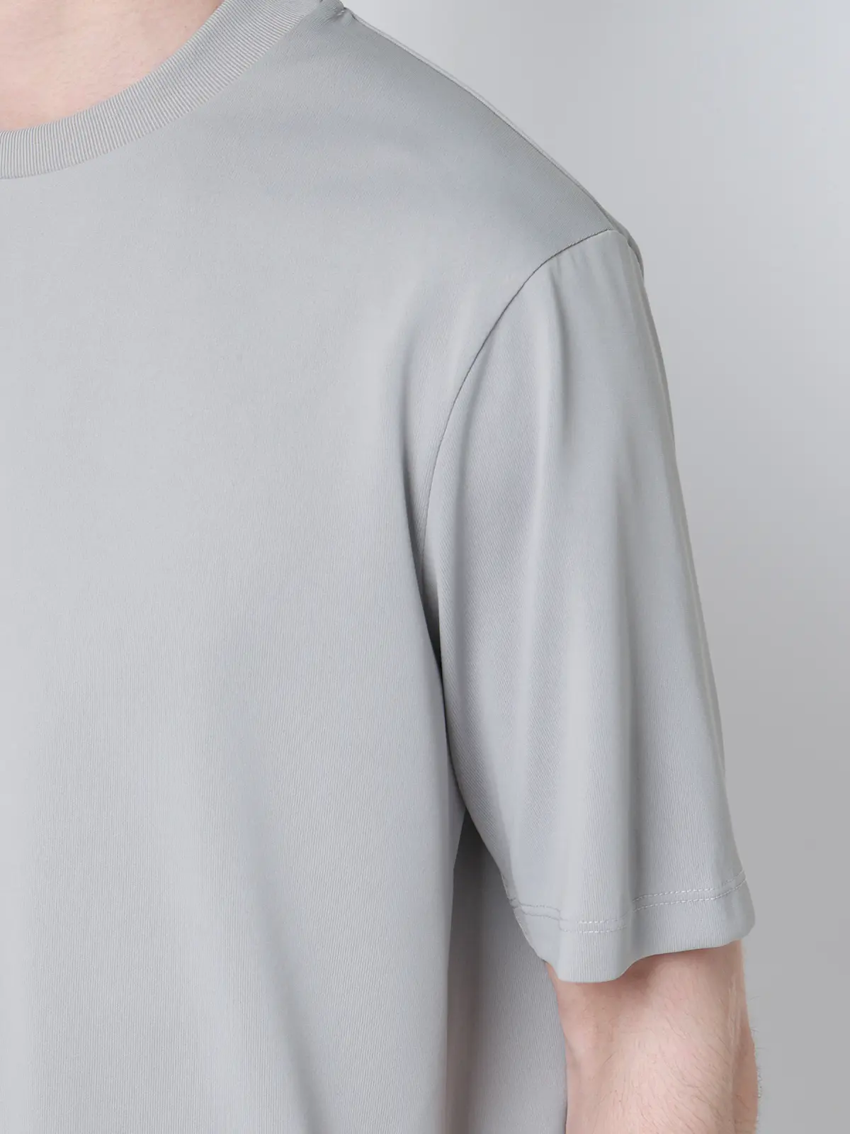 オフィT／Tシャツ／半袖／ウォッシャブル／形態安定／プレーティング天竺／無地 ライトグレー S