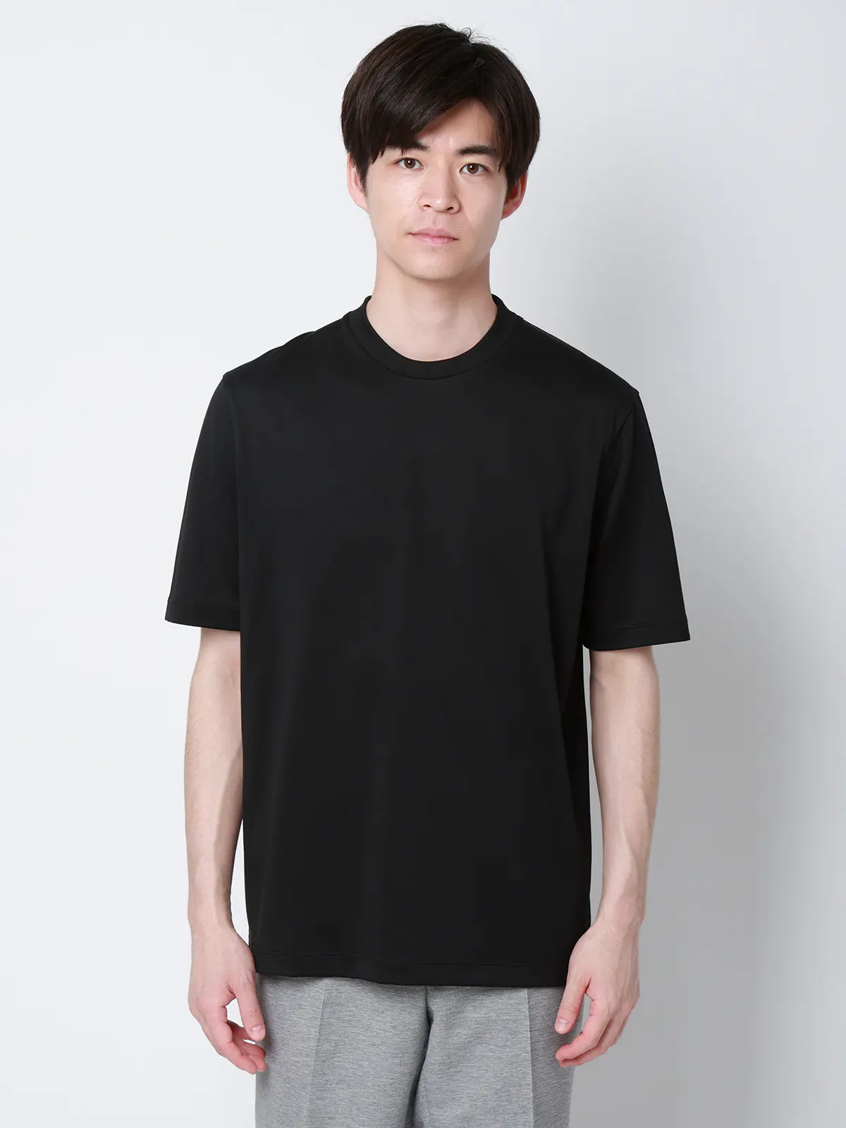 オフィT/Tシャツ/半袖/ウォッシャブル/形態安定/プレーティング天竺/無地 ブラック S