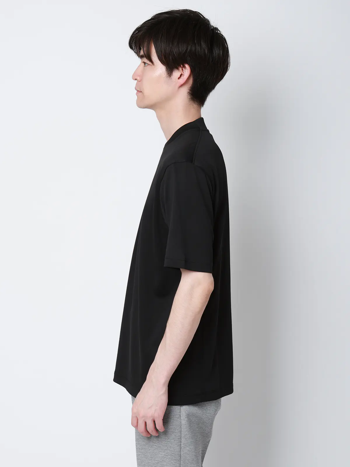 オフィT/Tシャツ/半袖/ウォッシャブル/形態安定/プレーティング天竺/無地 ブラック S